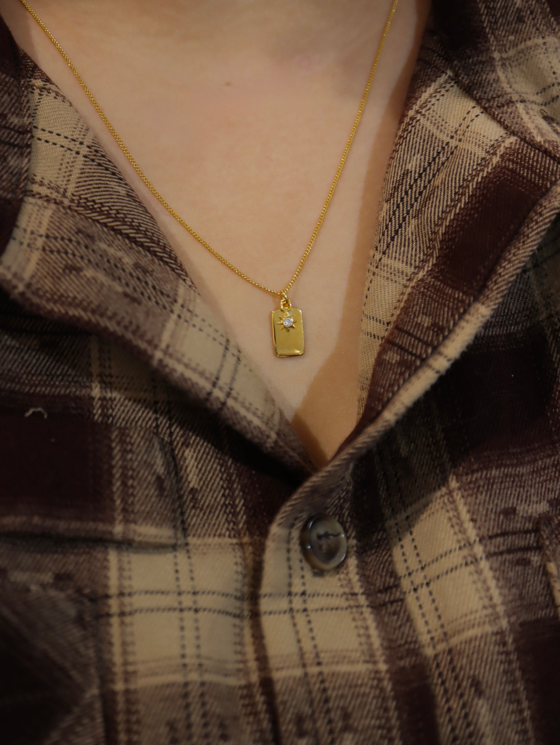 Celestial Rectangle With Sun Pendant 925 silver Necklace