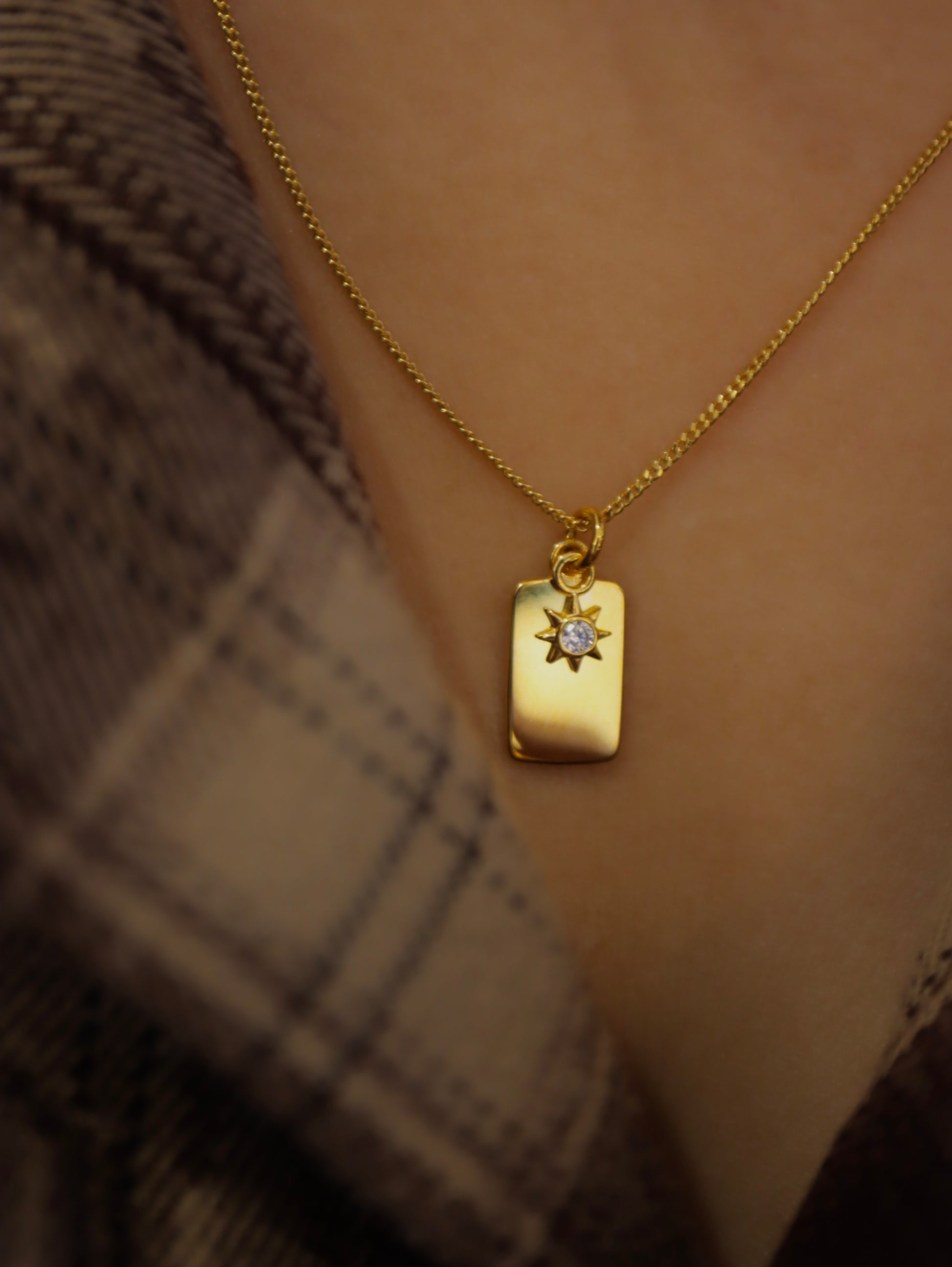 Celestial Rectangle With Sun Pendant 925 silver Necklace