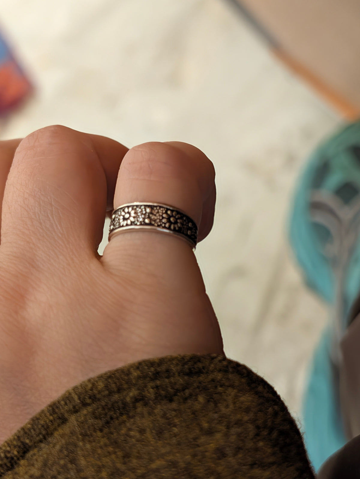 Wildflower Band 925 Silver Pinky Ring