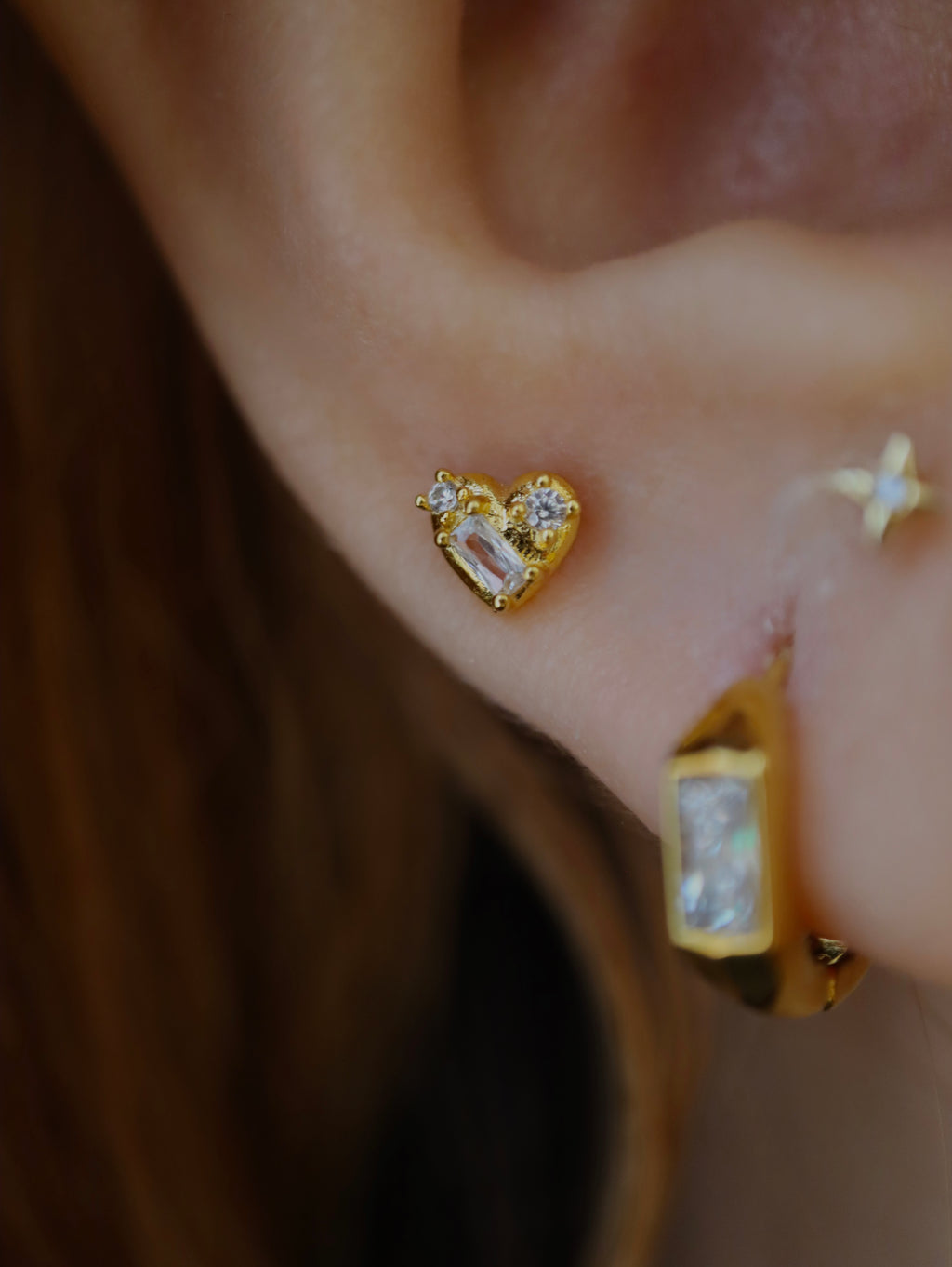 Heart cz stud 925 silver piercing