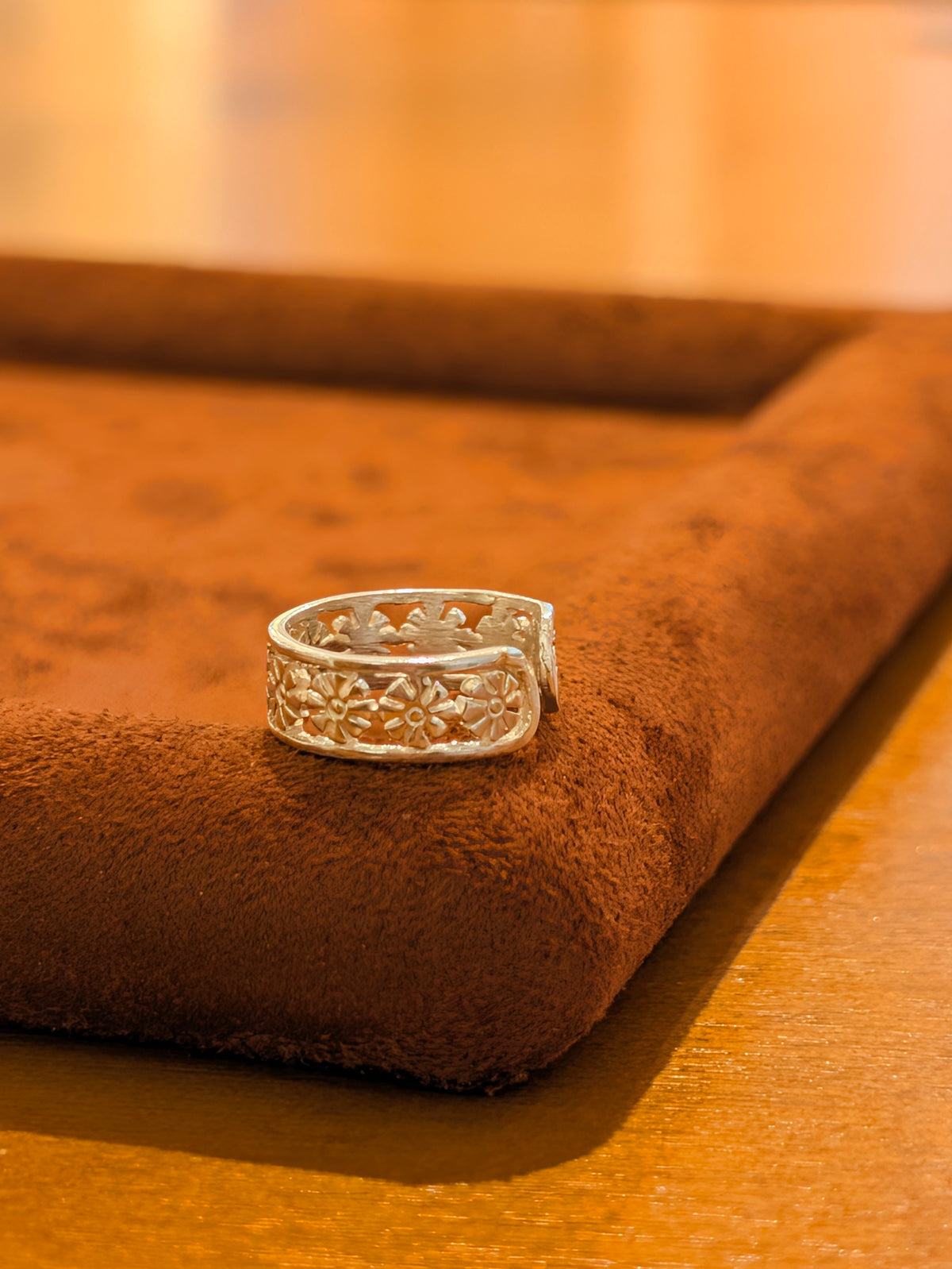 Filigree Floral Cutout 925 silver pinky ring