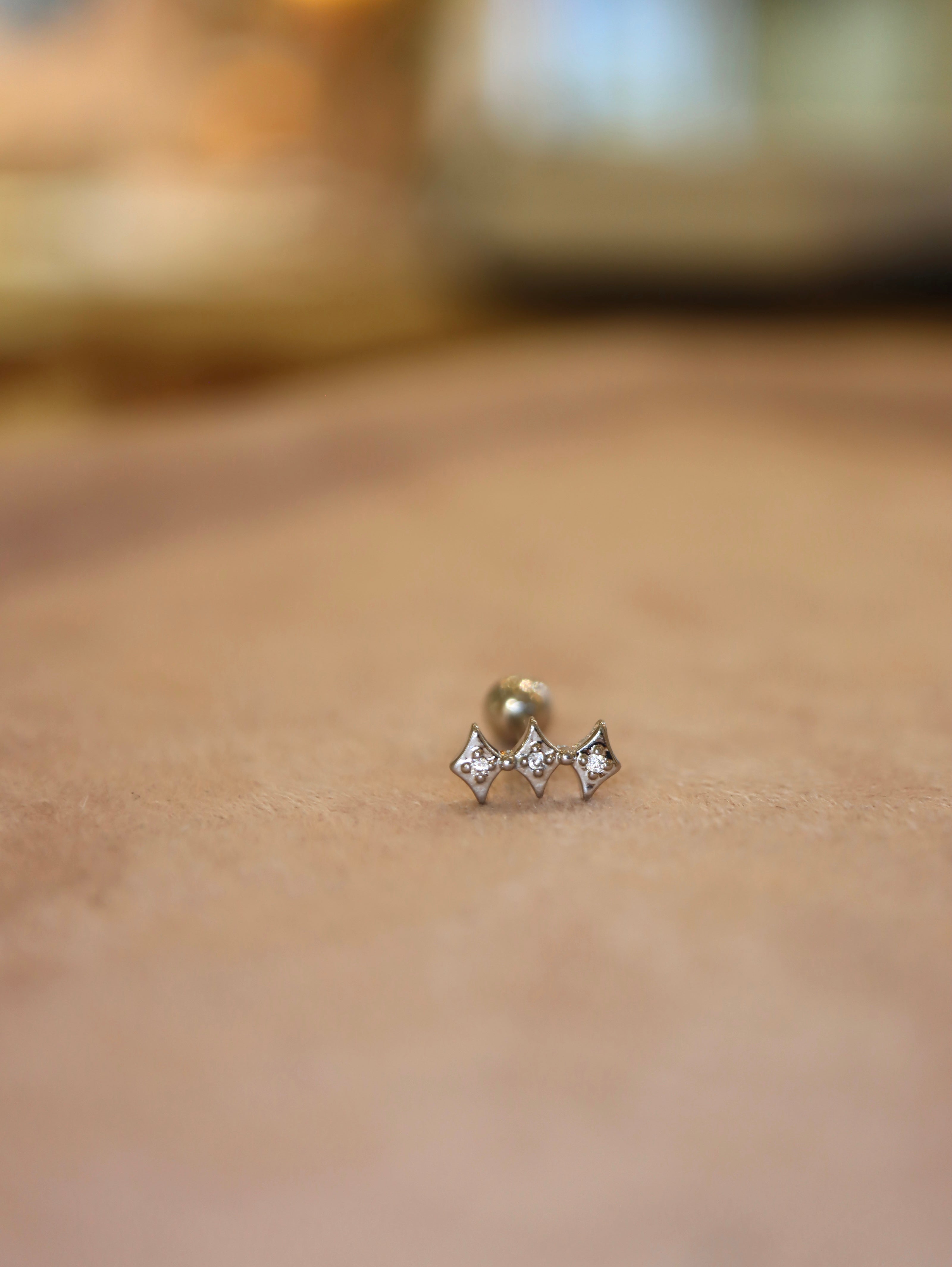 Triple Rhombus Stud Piercing Earring (1pc)