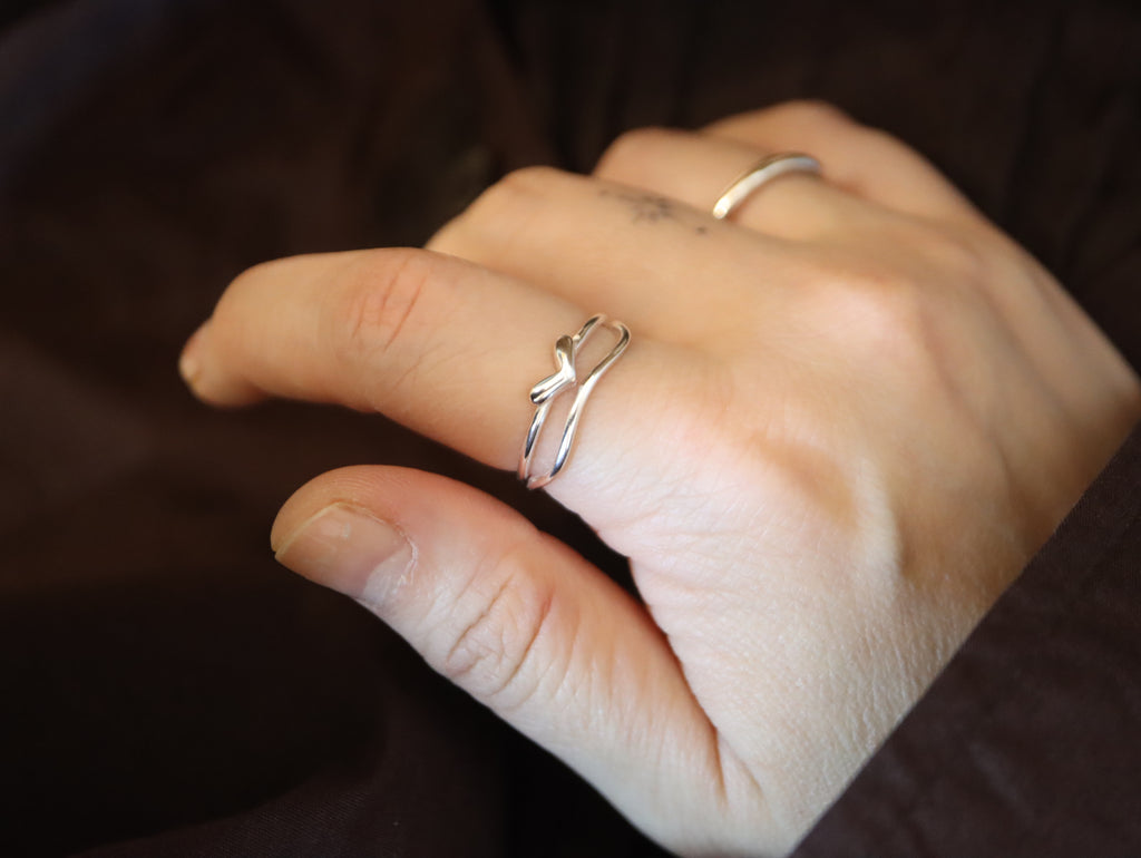 Heart 925 silver open size ring