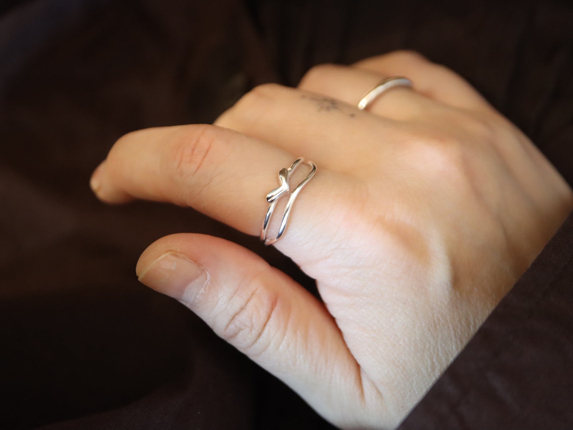 Heart 925 silver open size ring