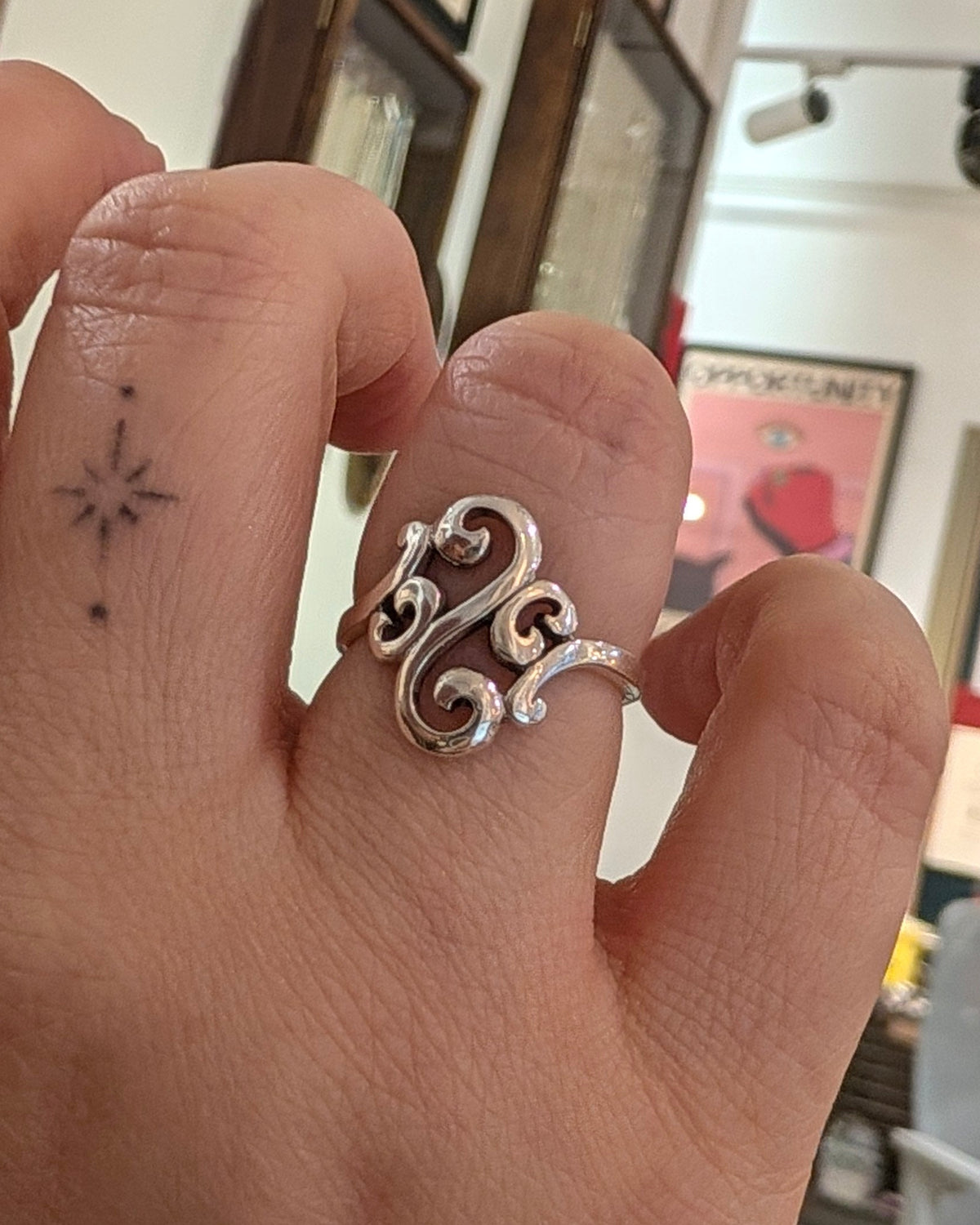 Serpentine Scroll 925 Silver Ring