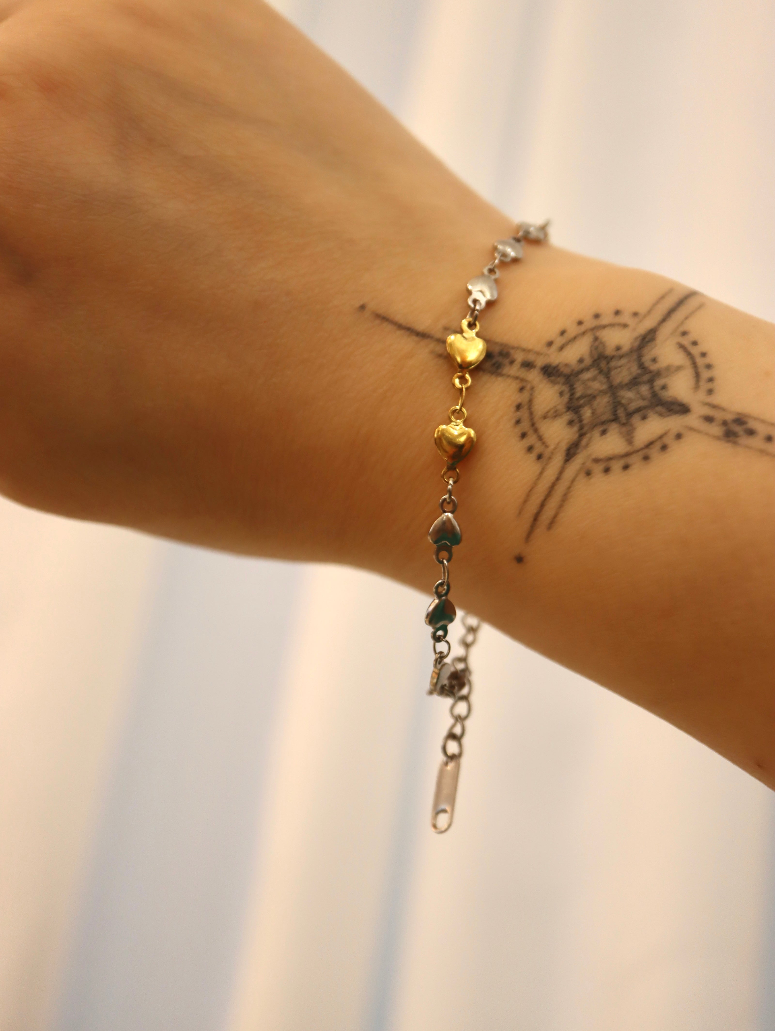 Two-Tone Heart Stainless Steel Bracelet
