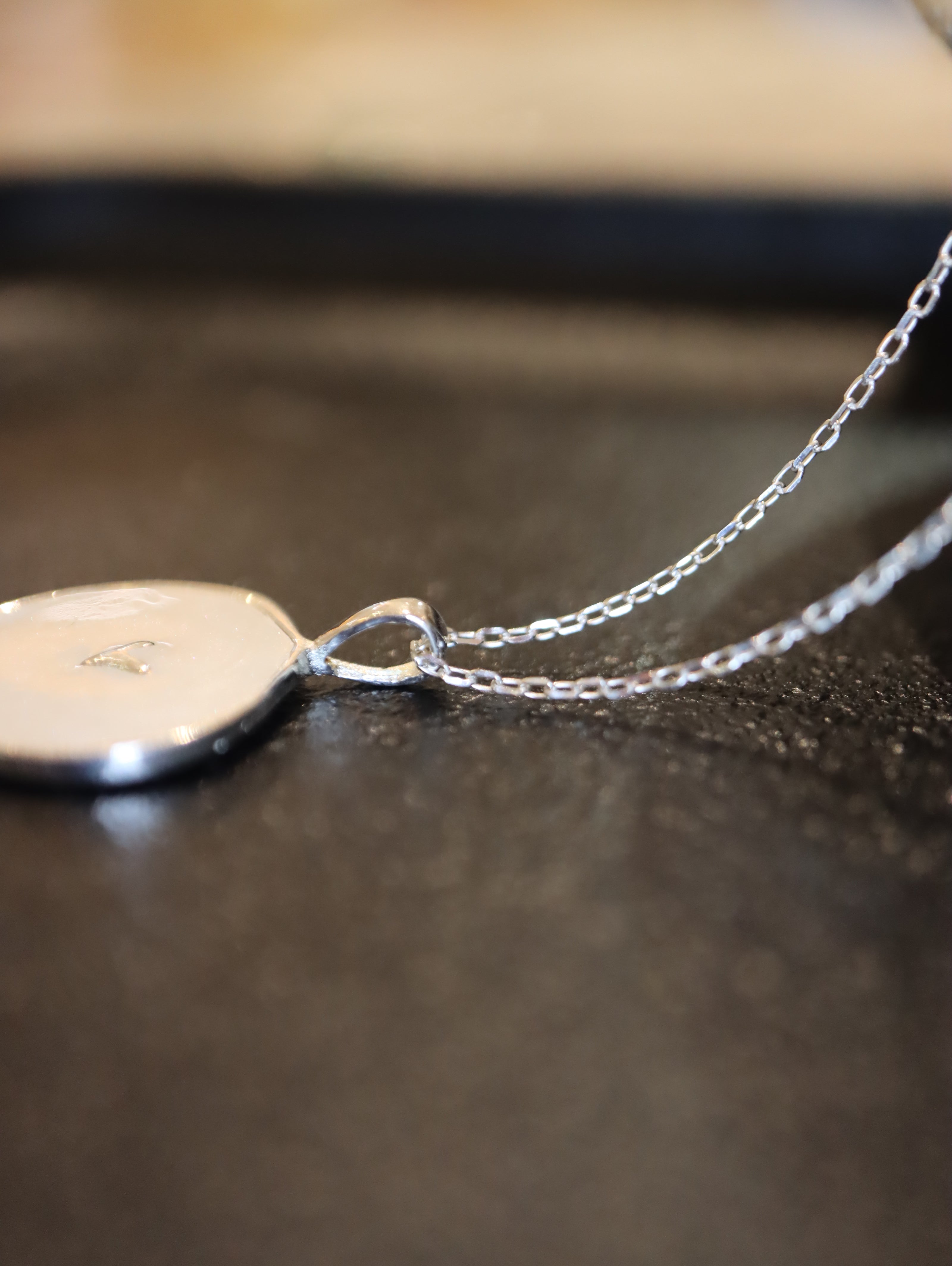 Chevron Disc Pendant 925 Silver Necklace