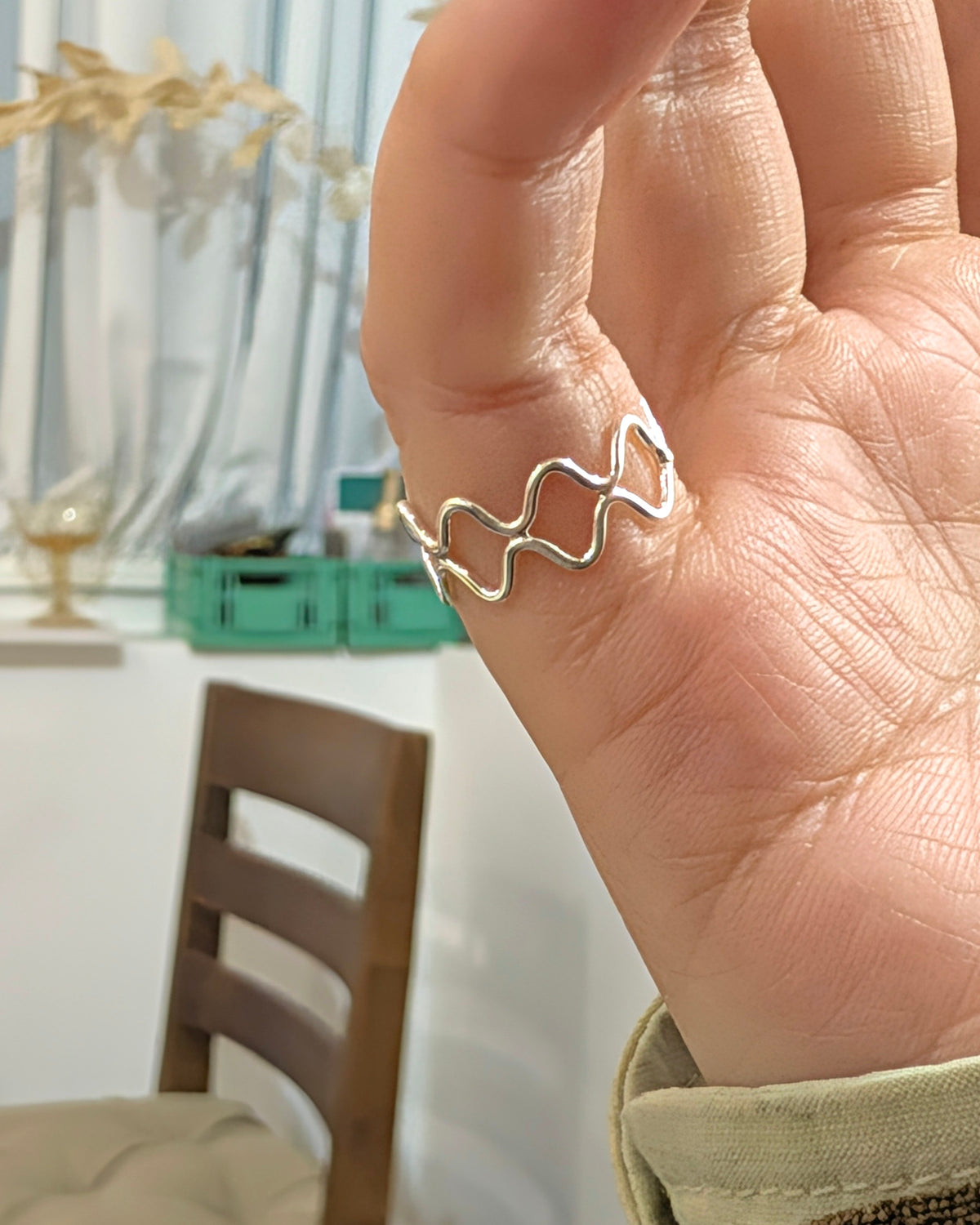 Fluid Wave 925 silver Band Pinky Ring
