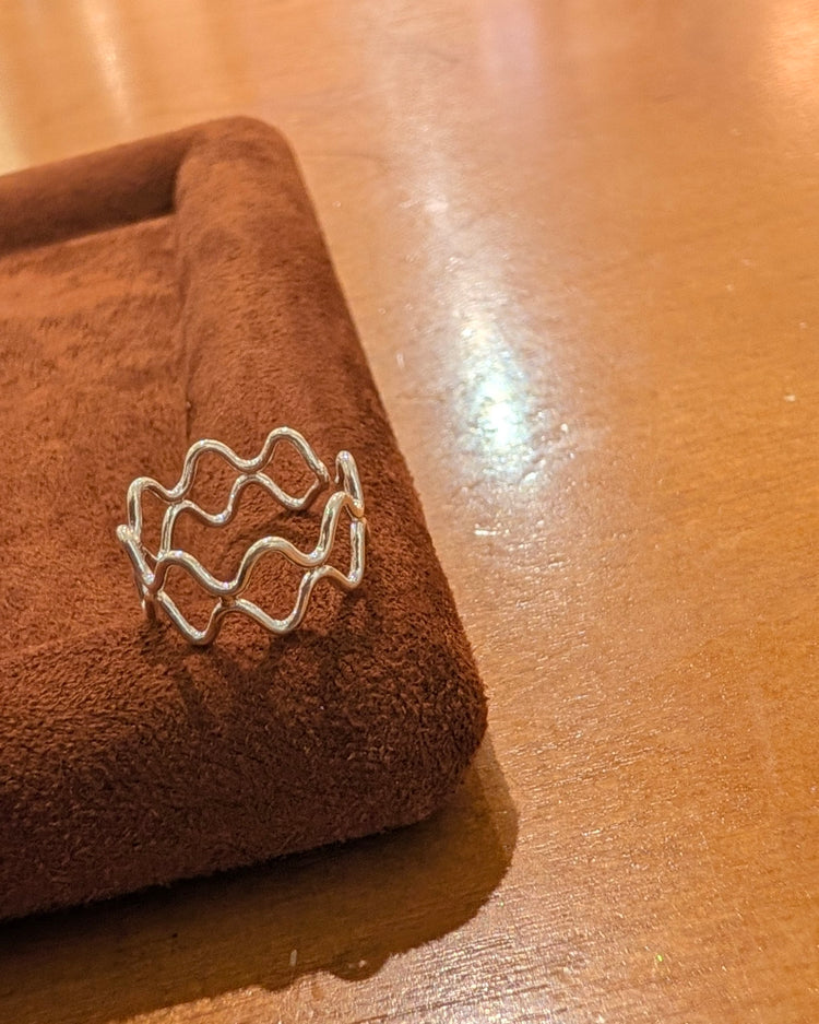 Fluid Wave 925 silver Band Pinky Ring