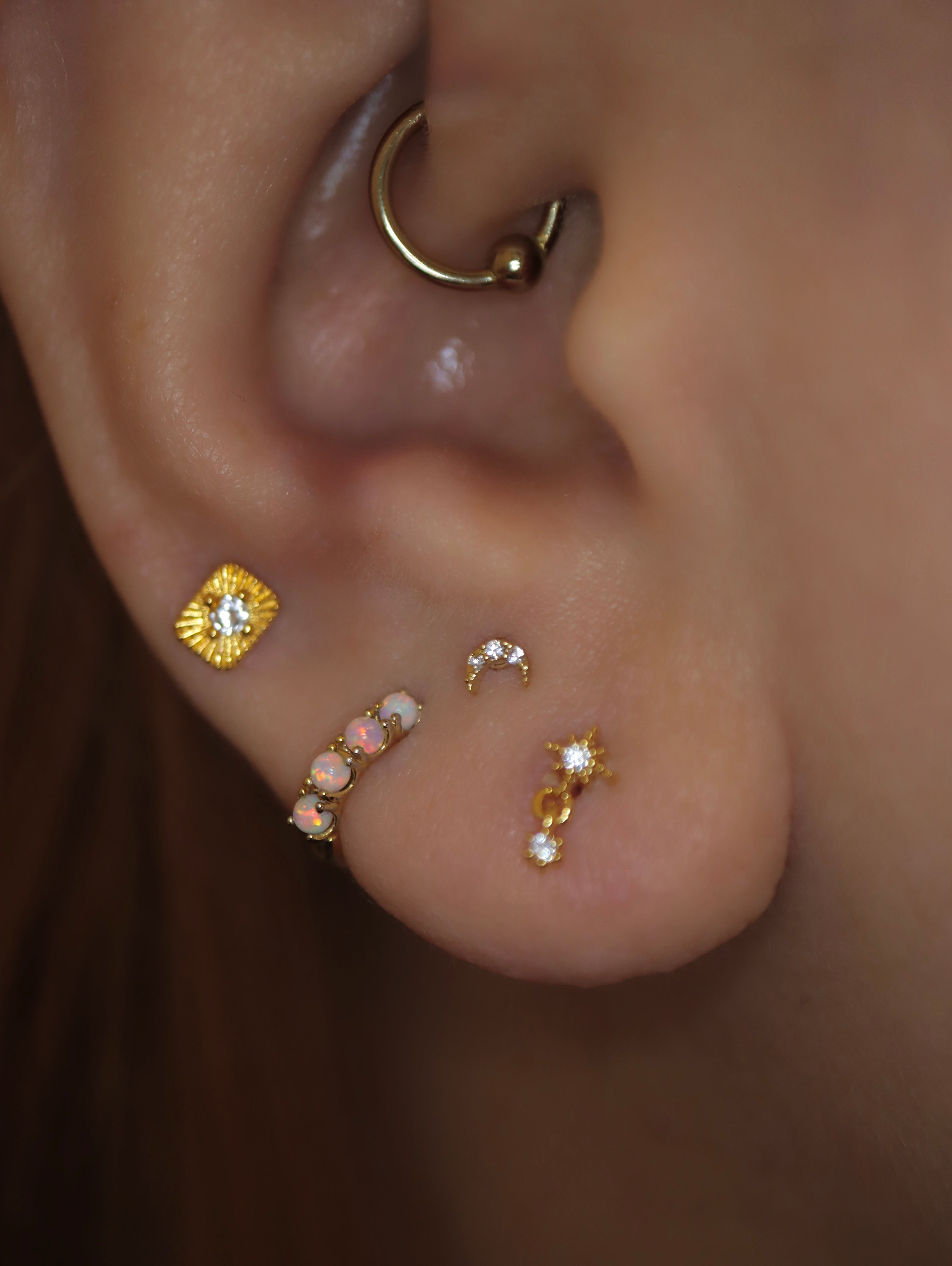 Mini crescent 🌙 surgical steel stud piercing earring