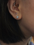 Surgical steel radiant rectangle stud piercing