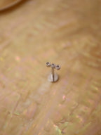 Triple cz flat back 925 silver piercing