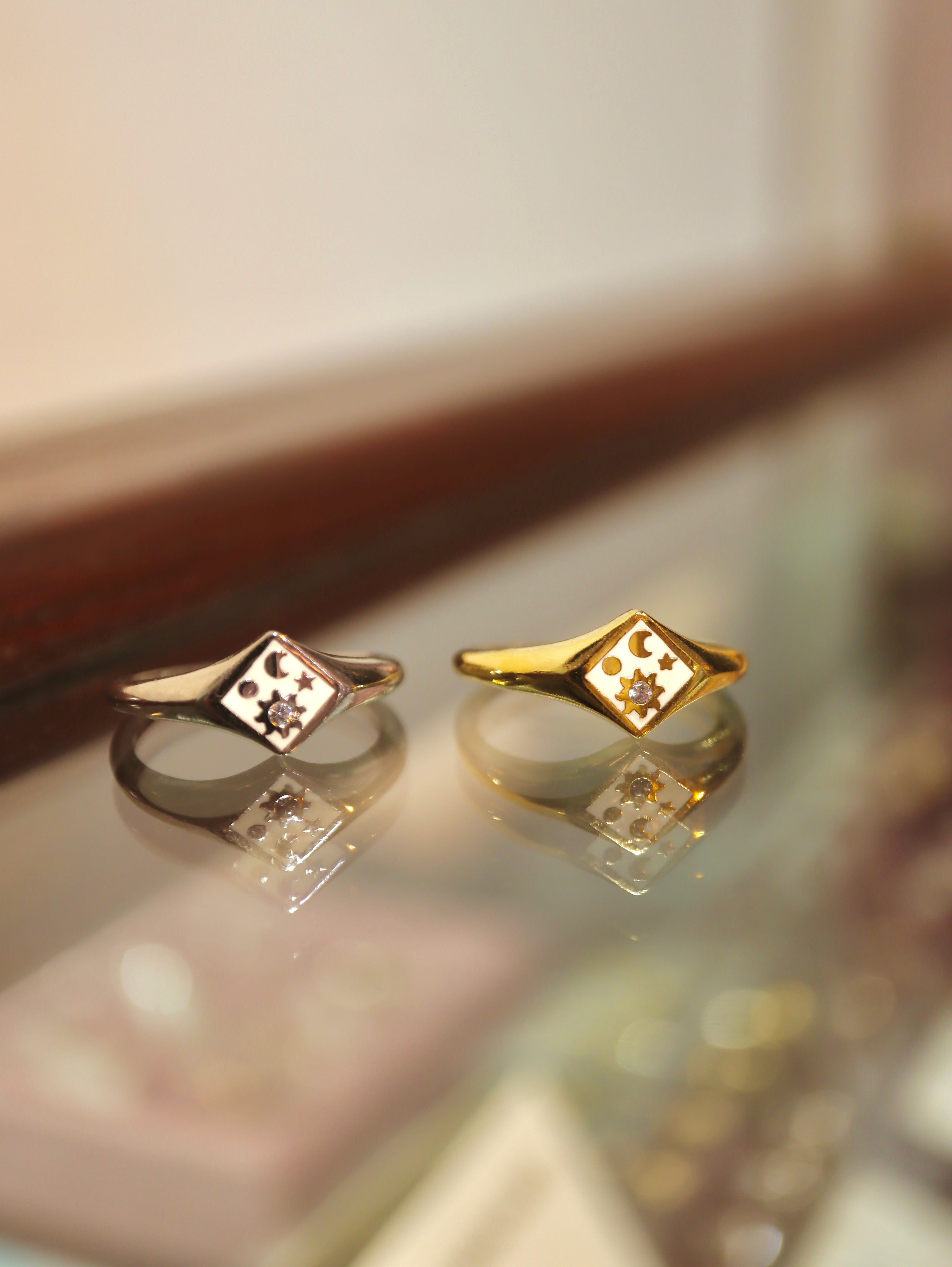 Celestial Rhombus Enamel Open Size Ring