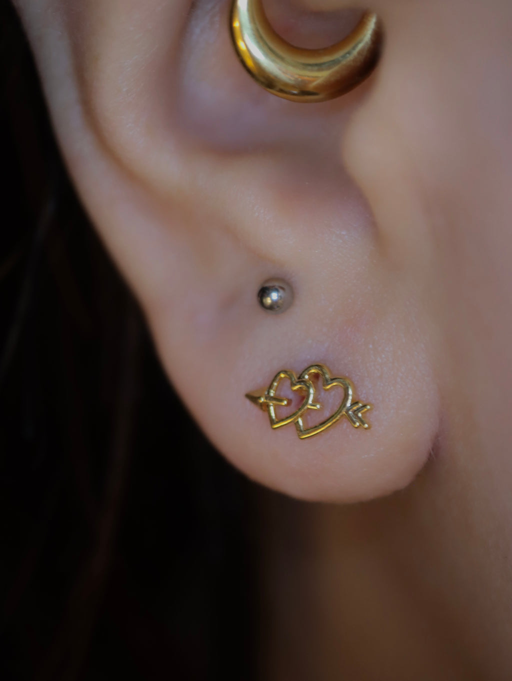 💘Double heart surgical steel piercing