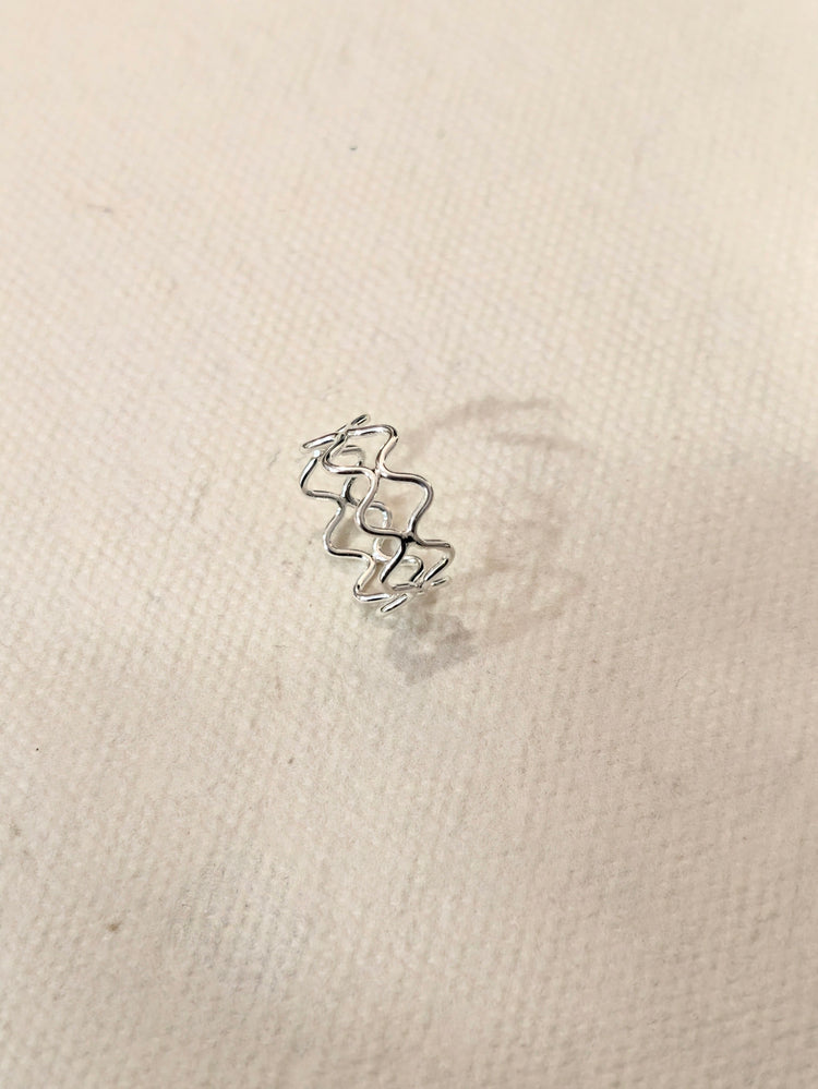 Fluid Wave 925 silver Band Pinky Ring