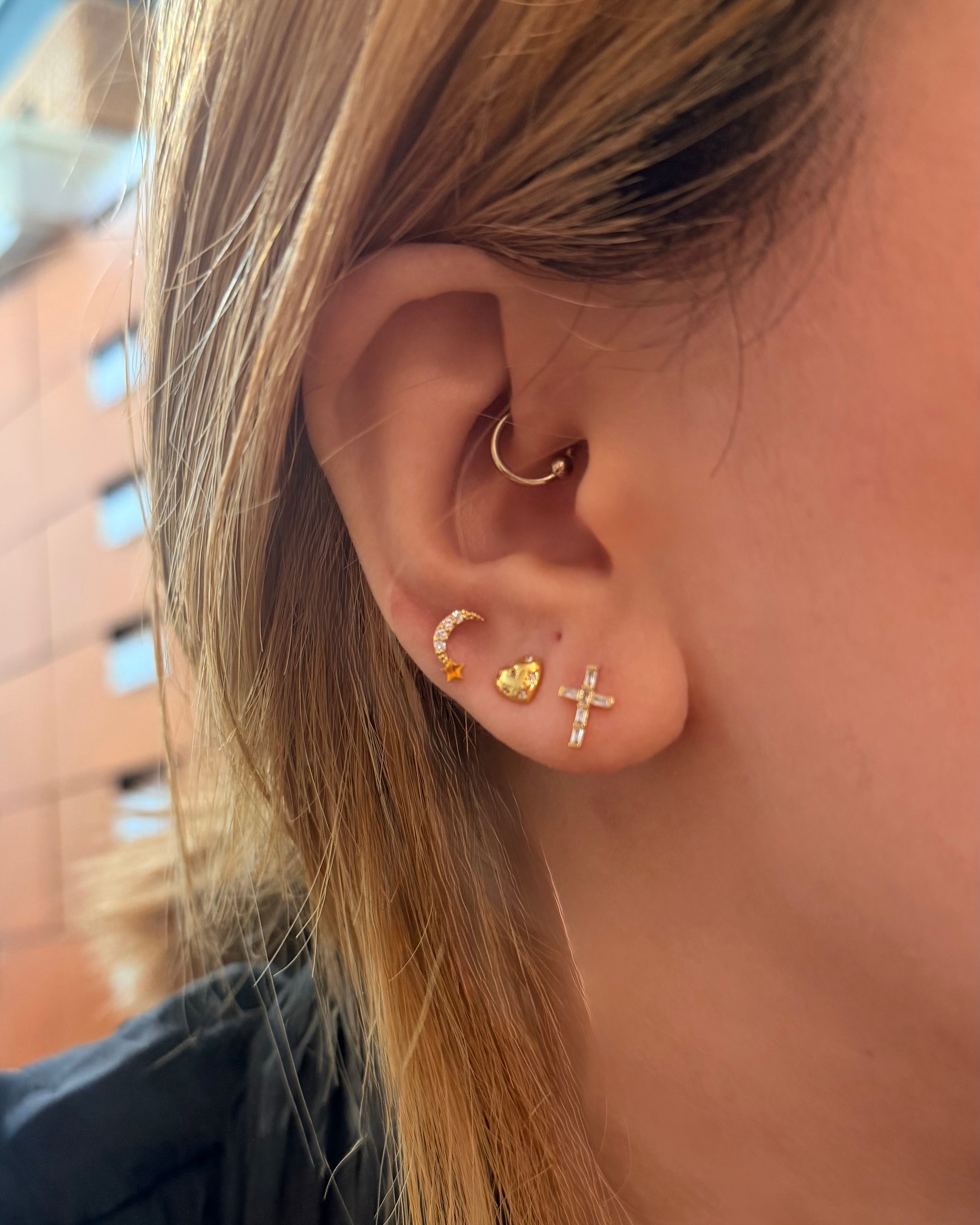 Crescent star 925 silver piercing (1pc)