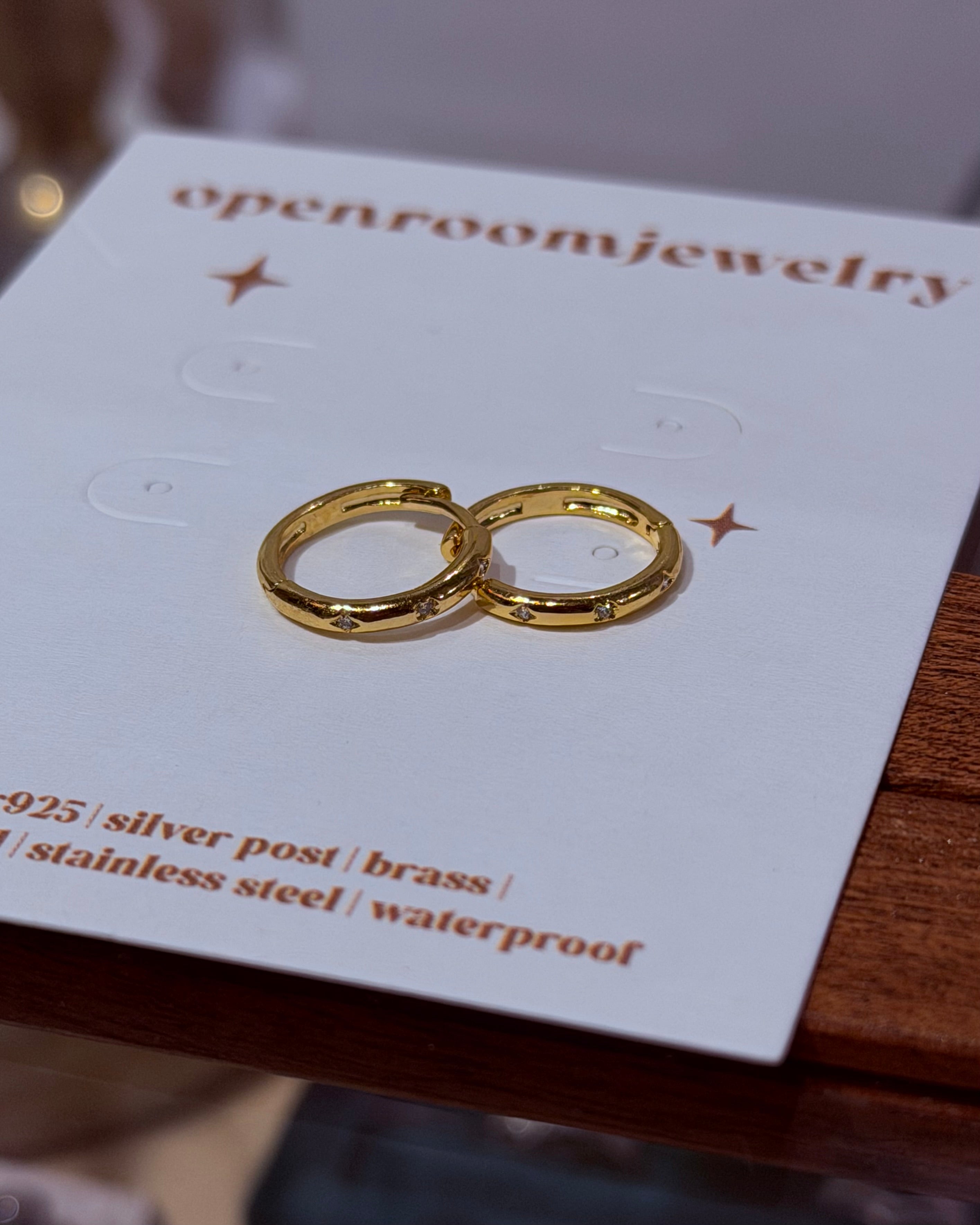 Star stud cz hoop earrings