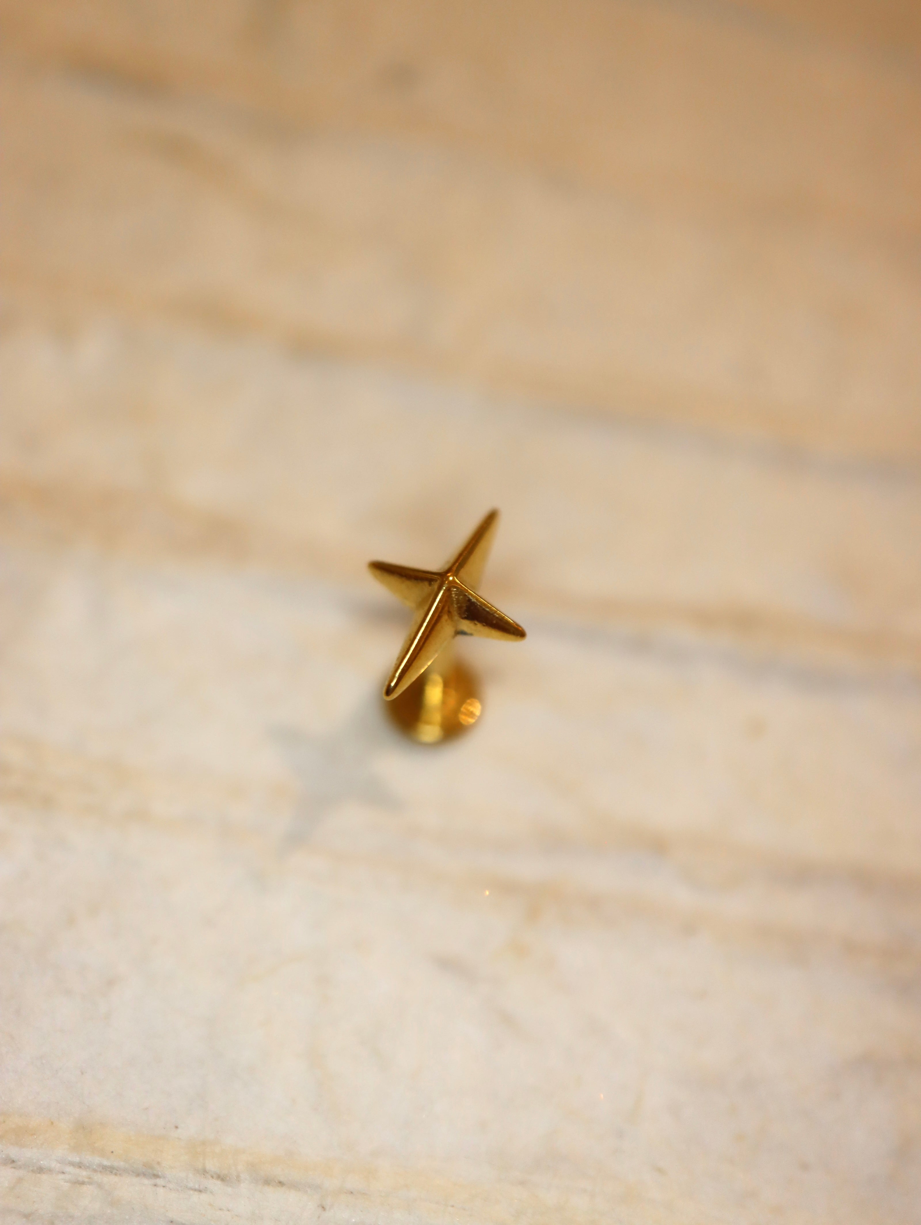 Cross stainless steel threadless flat back piercing