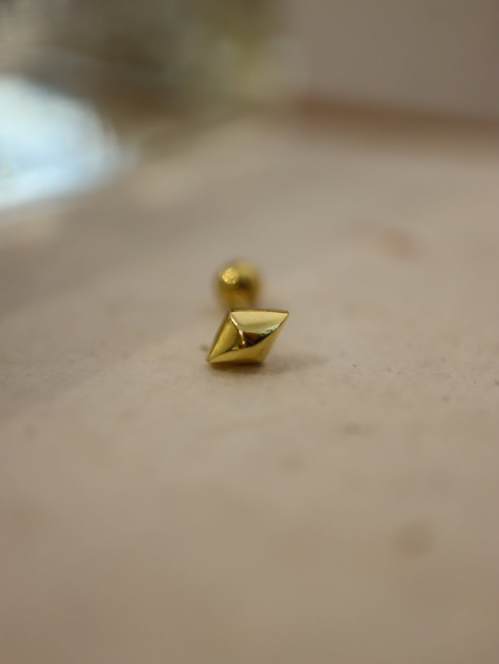 Diamond-shaped stud silver925 piercing earrings