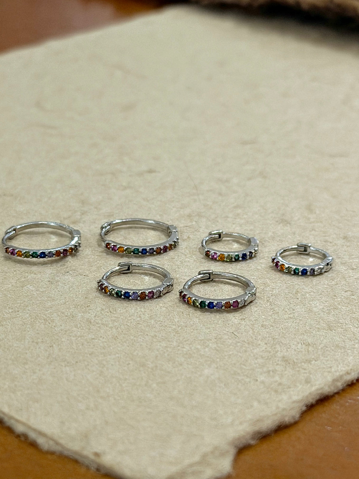 Rainbow CZ hoop Stainless steel earrings