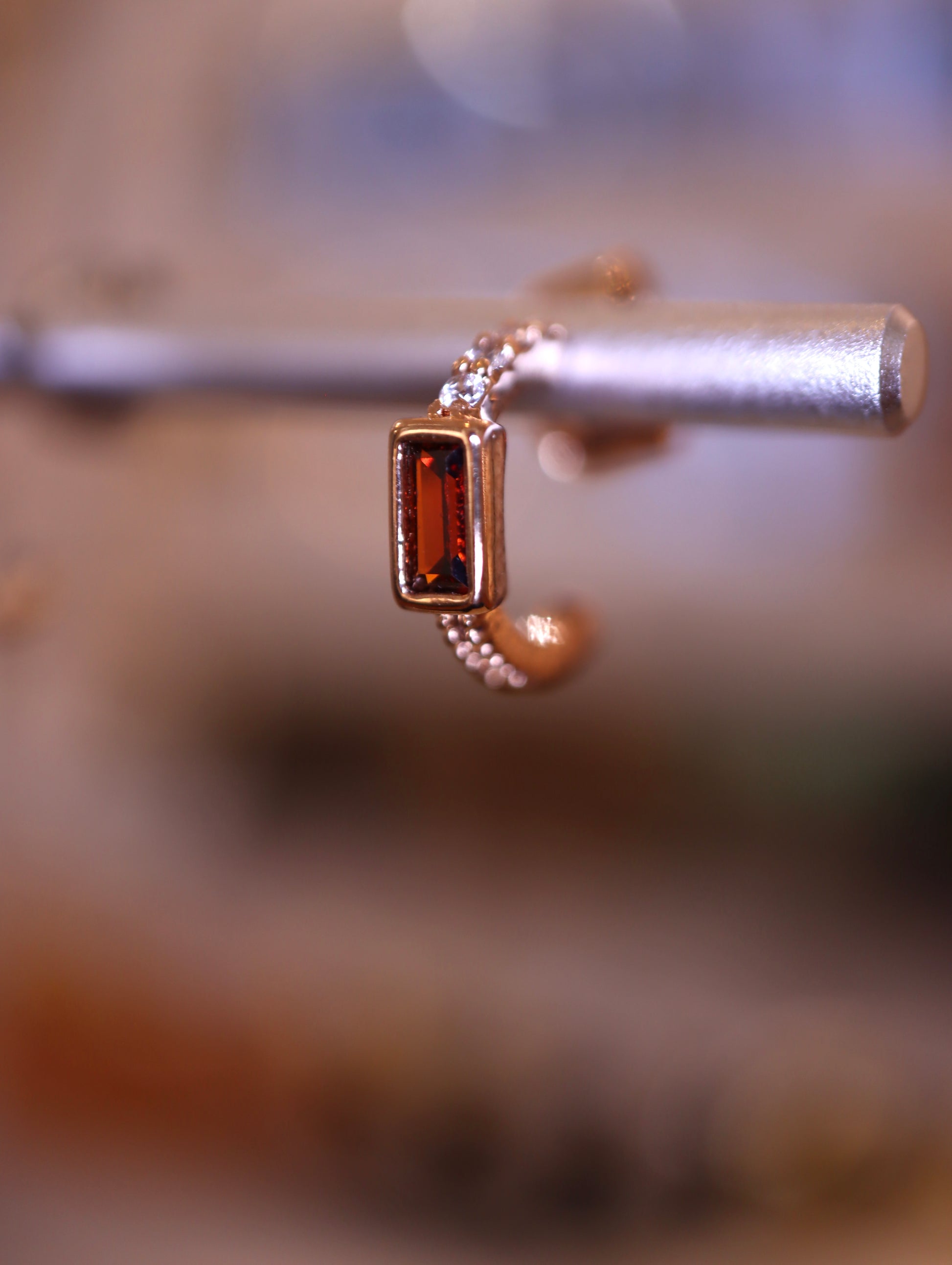 Mini rectangular cz earrings (pair)