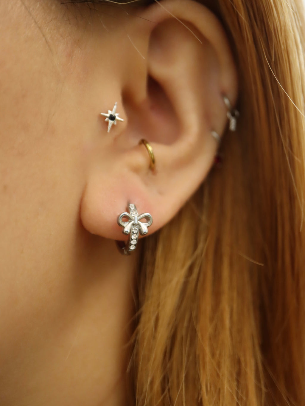 Ribbon cz stainless steel earrings
