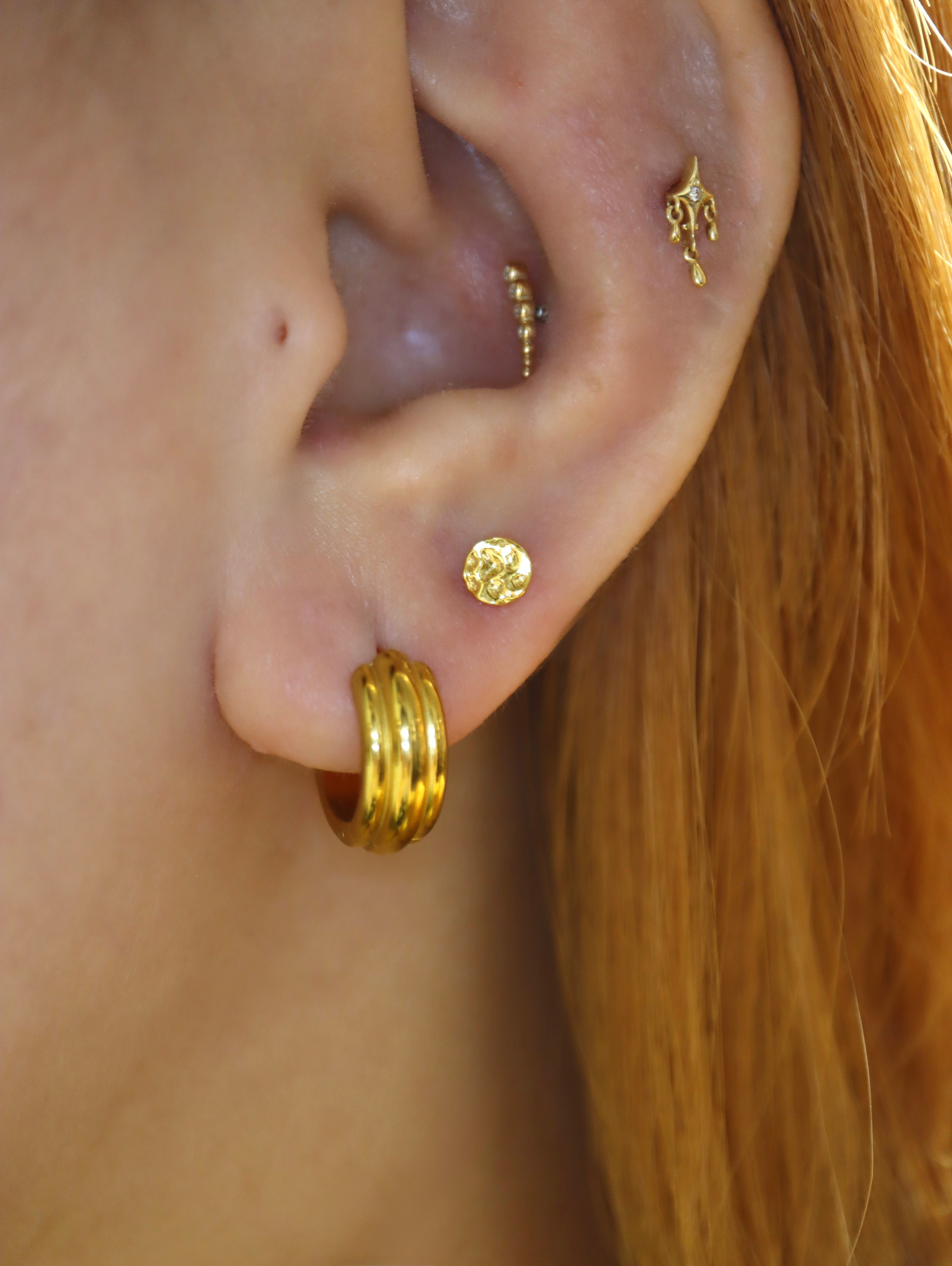 Hammered Disc Stud 925 Silver Earring