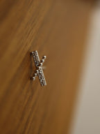 Cross CZ 925 Silver stud piercing earring (1pc)