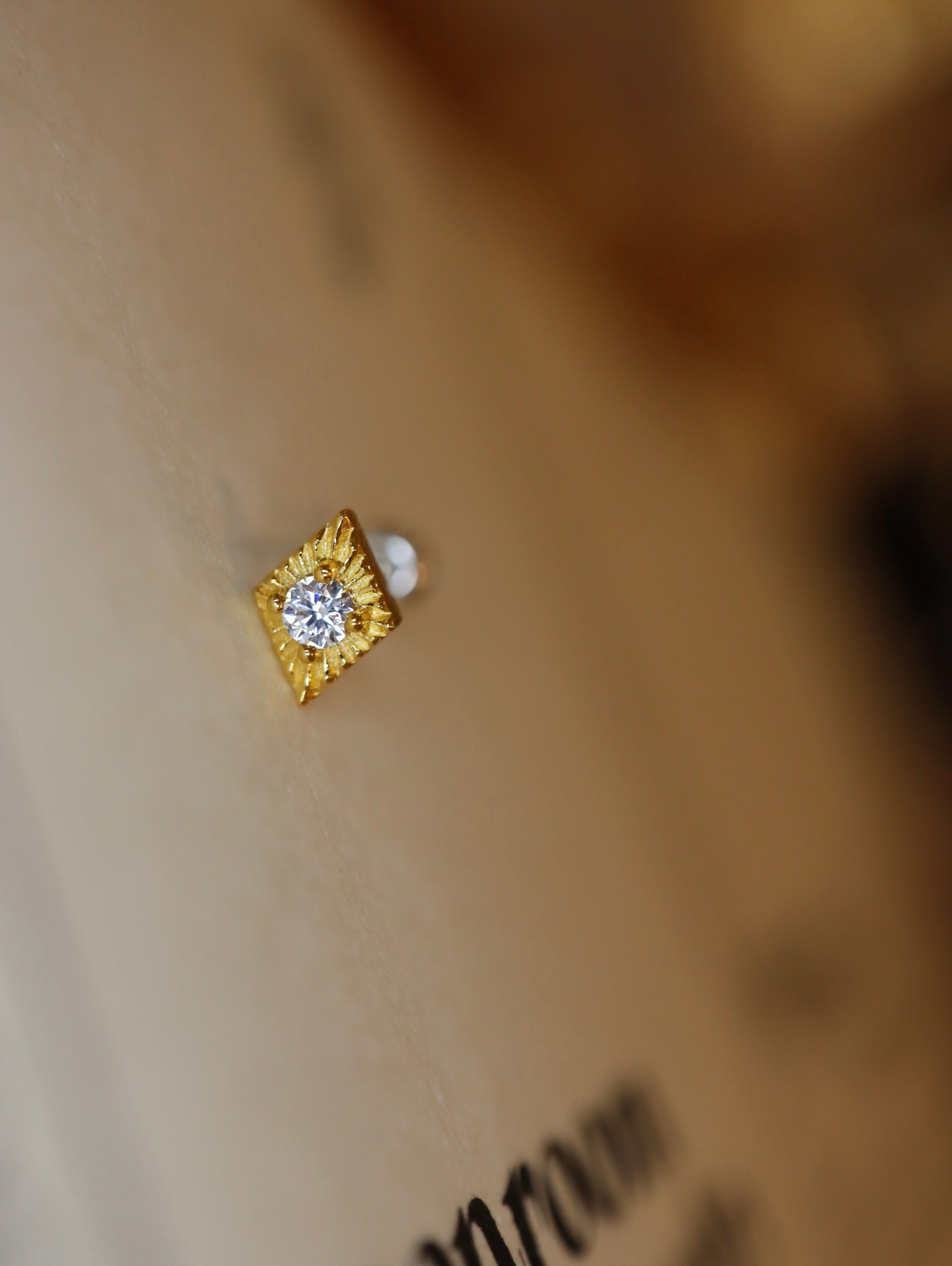 Ray burst stud 925silver earring piercing