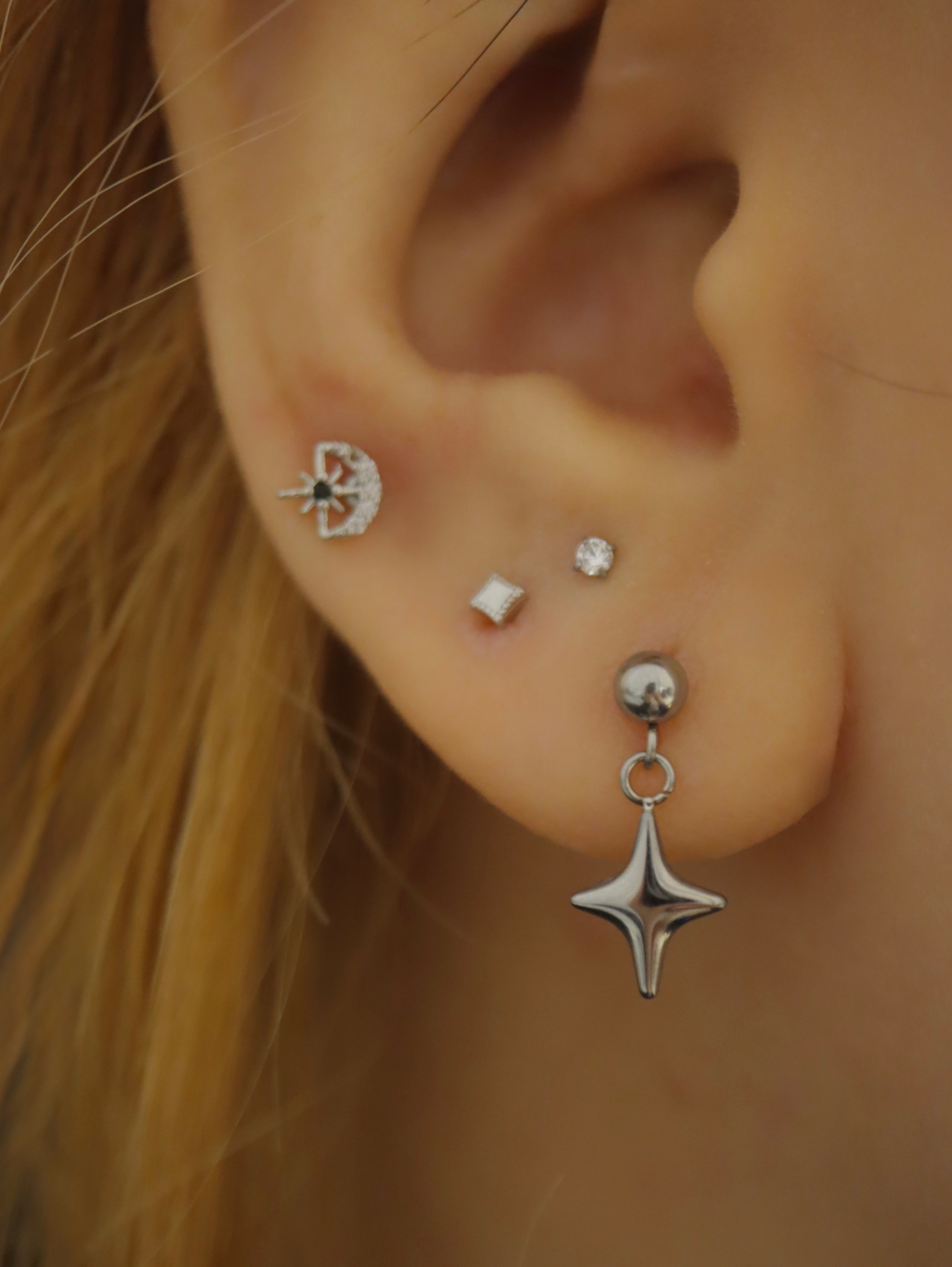 Drop cross surgical steel piercing stud (1pc)