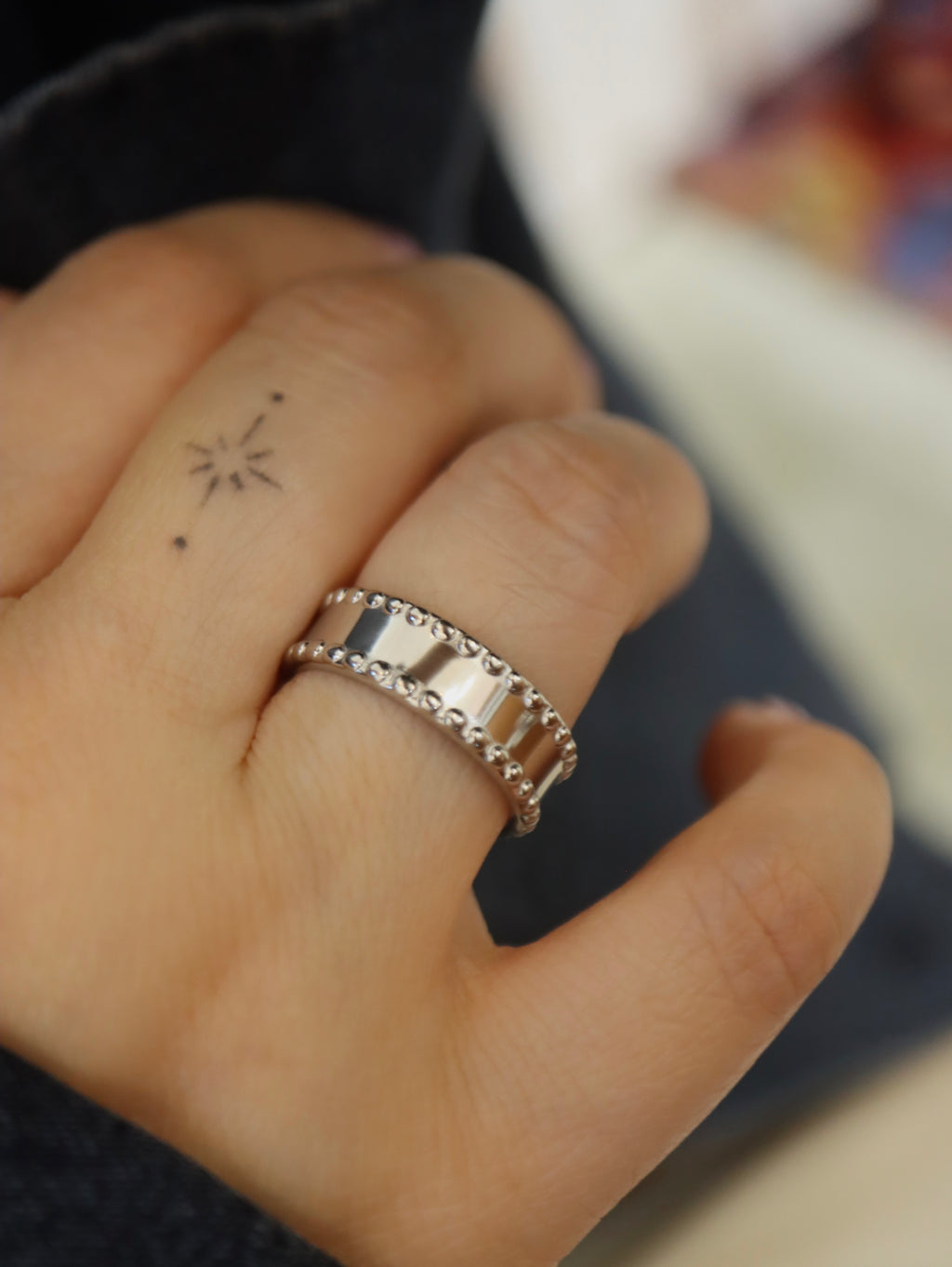 Open Orbit Bead Stainless Steel Ring