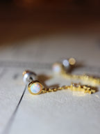 Long drop cz brass earrings