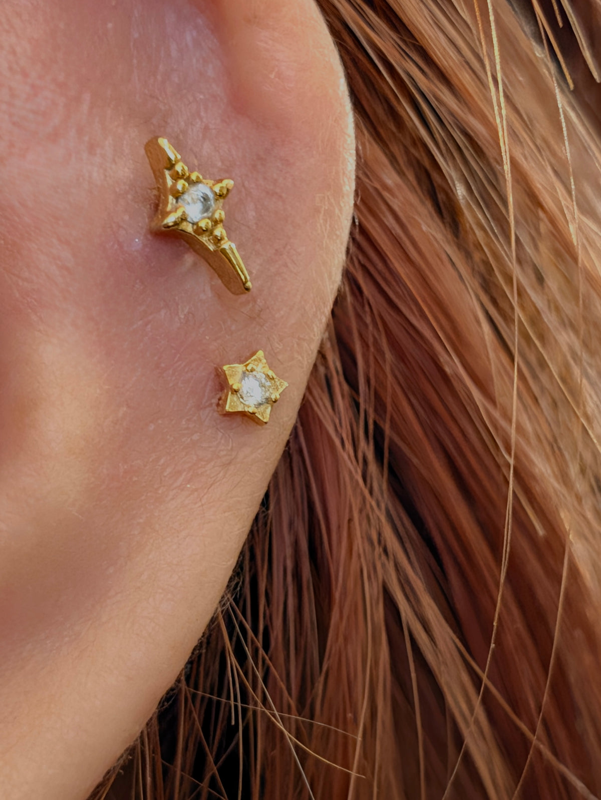 Mini star cz 925 Silver Earring Piercing (1pc)