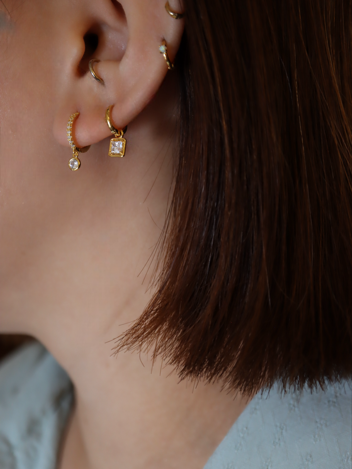 Hoop drop cz silver 925 earrings