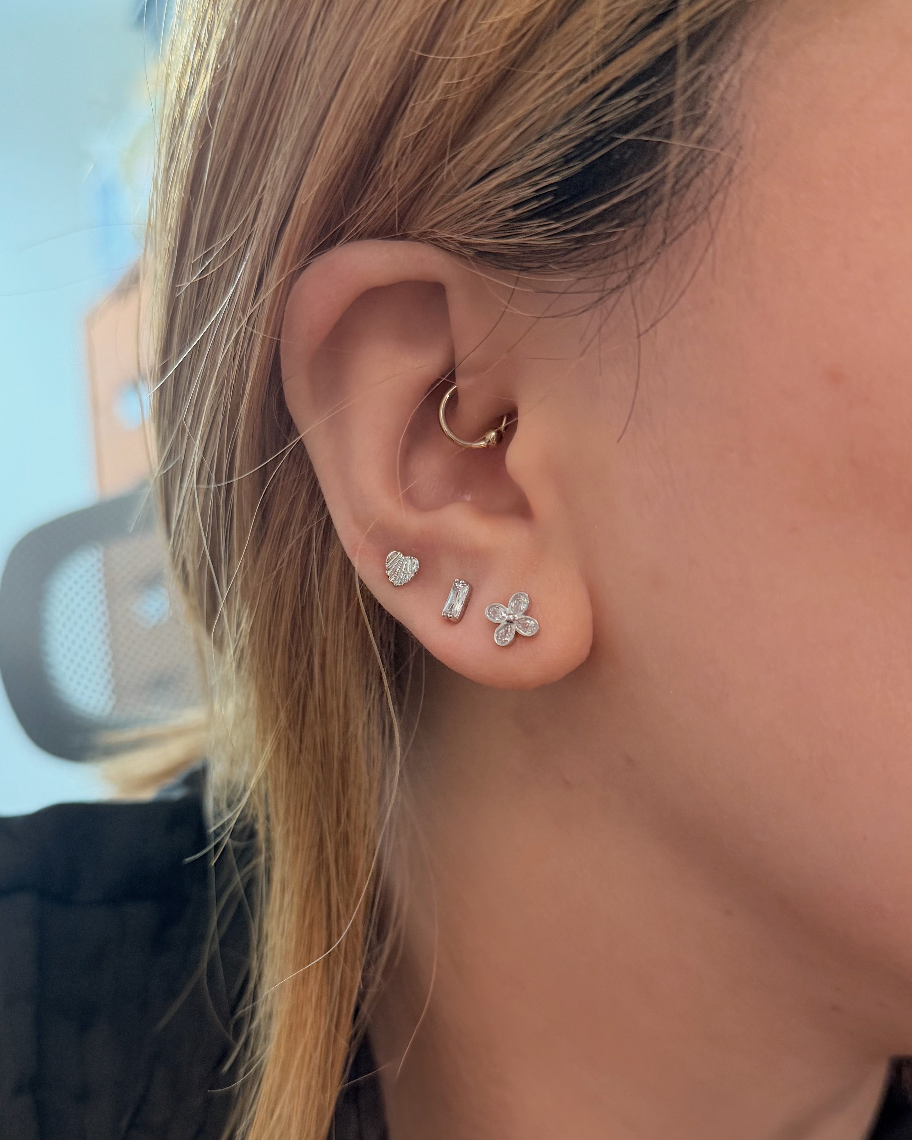 Cz 925 silver stud piercing earring (1pc)