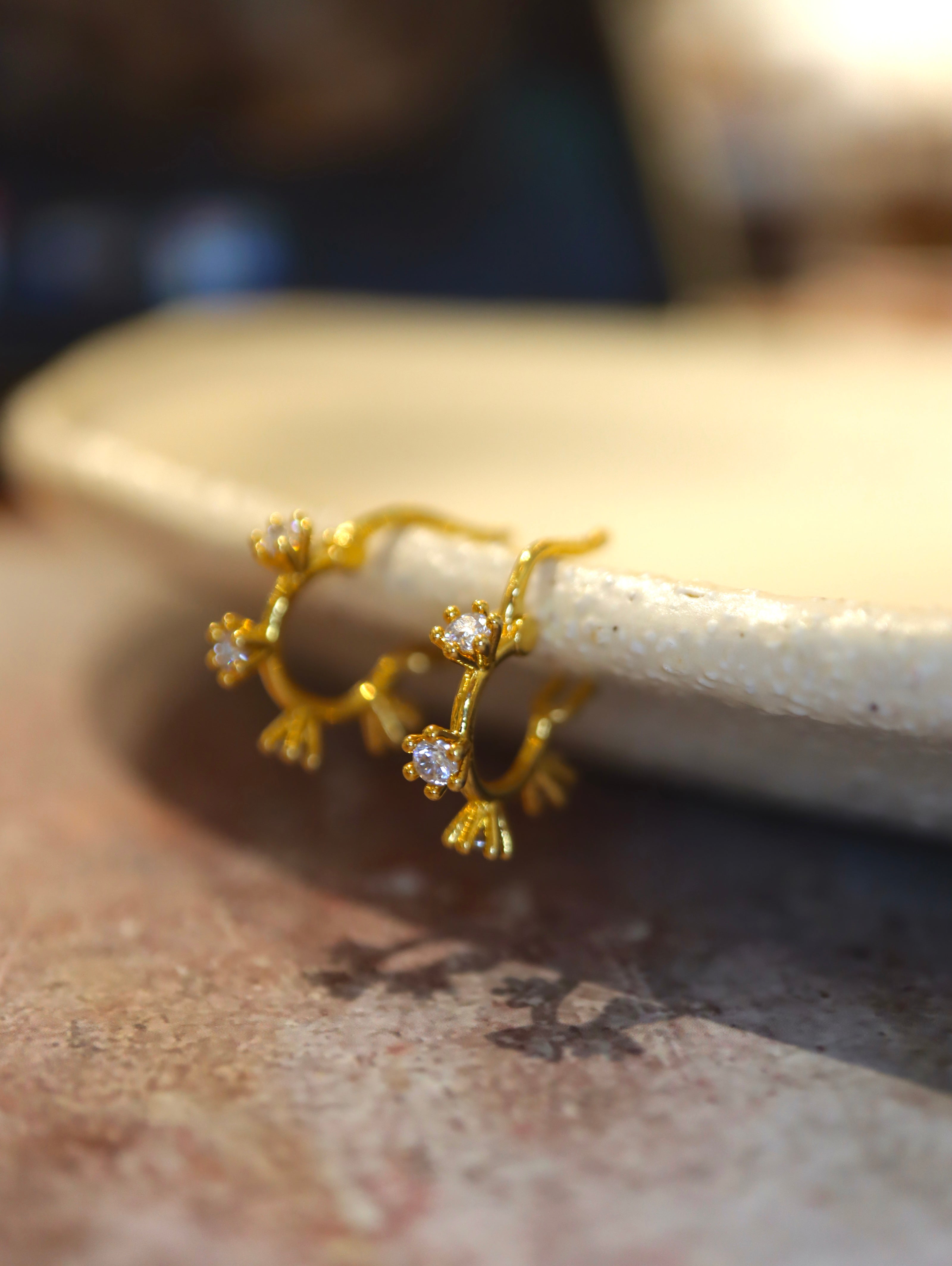 CZ Starburst hinged hoop earrings
