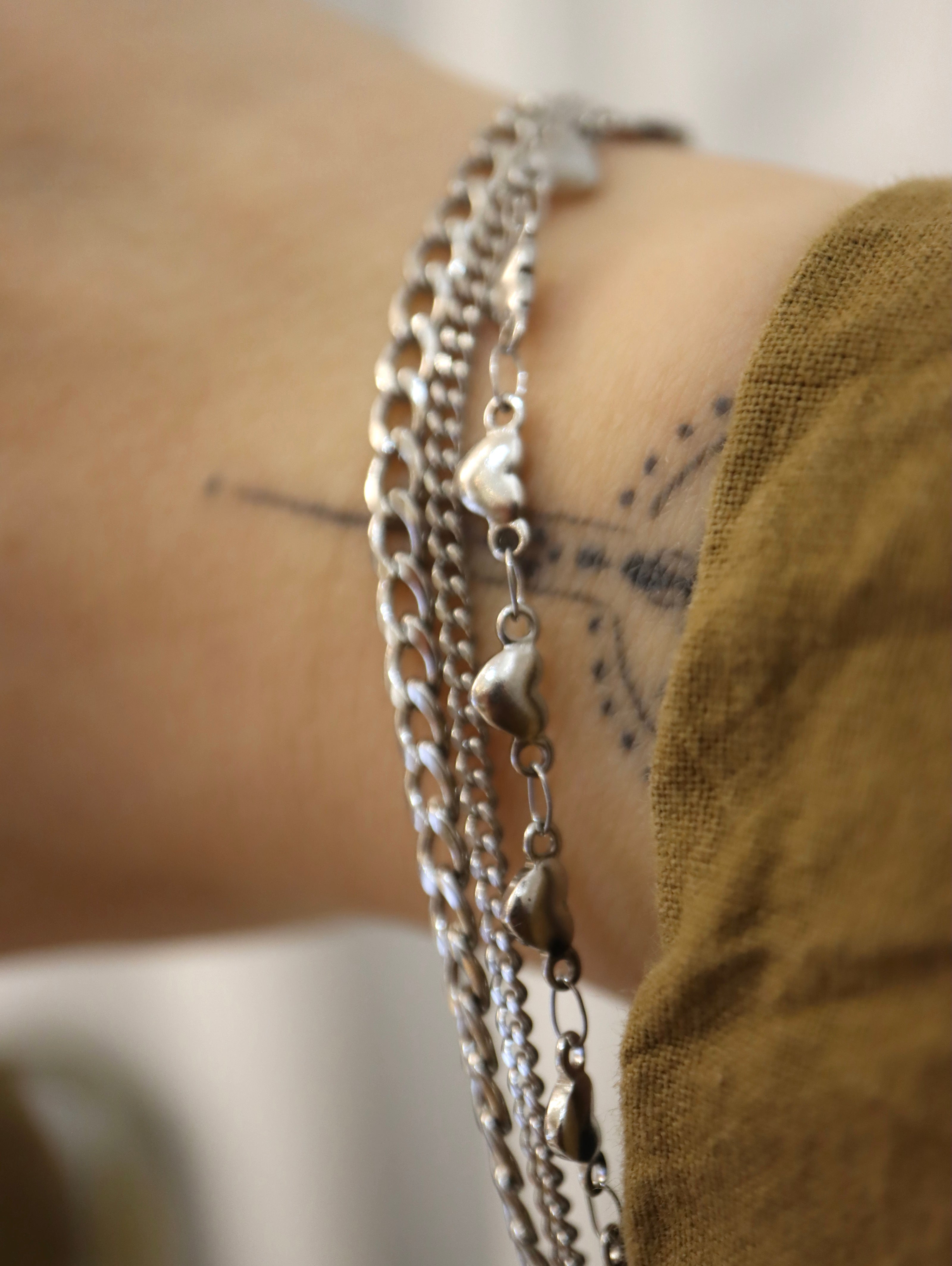 Triple chain heart stainless steel bracelet