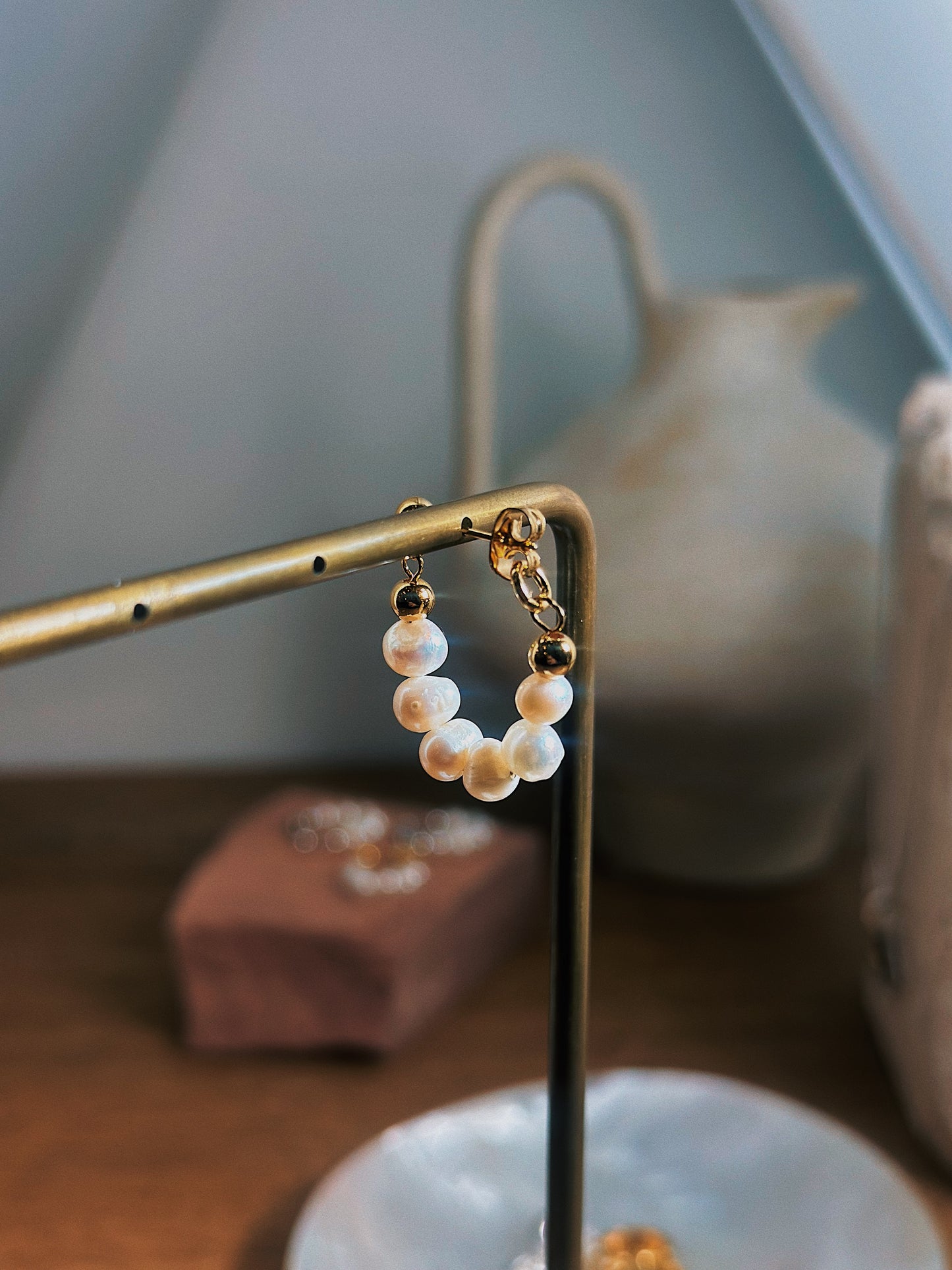 Raw pearls front to back earrings