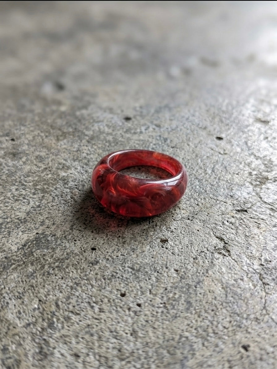 Marble pattern chunky resin unisex ring