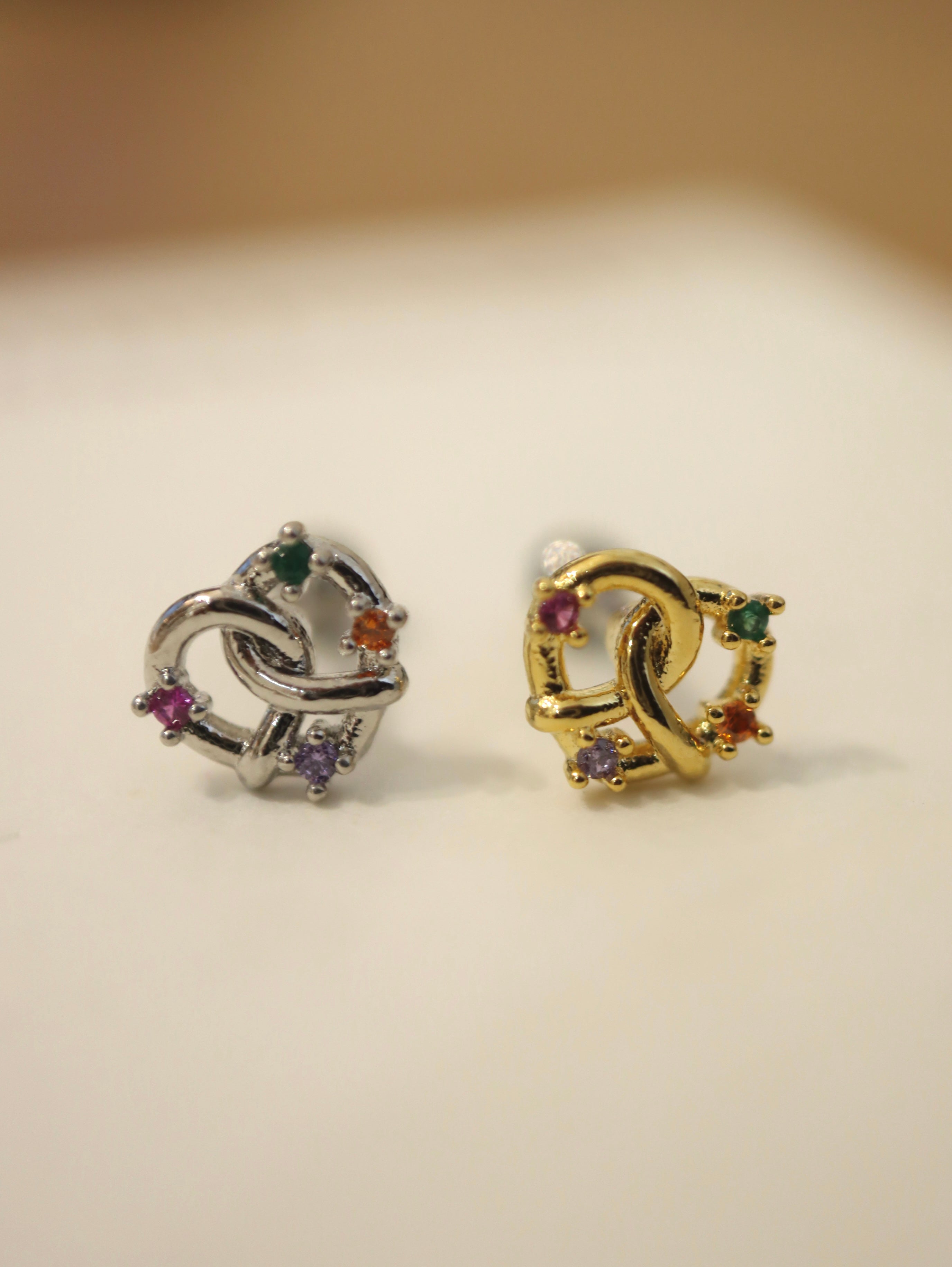 Pretzel Rainbow Stud Surgical Steel piercing earring