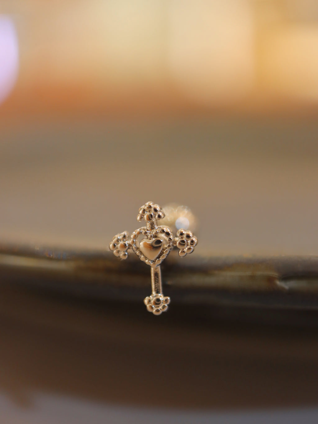 Cross heart surgical steel 316L piercing