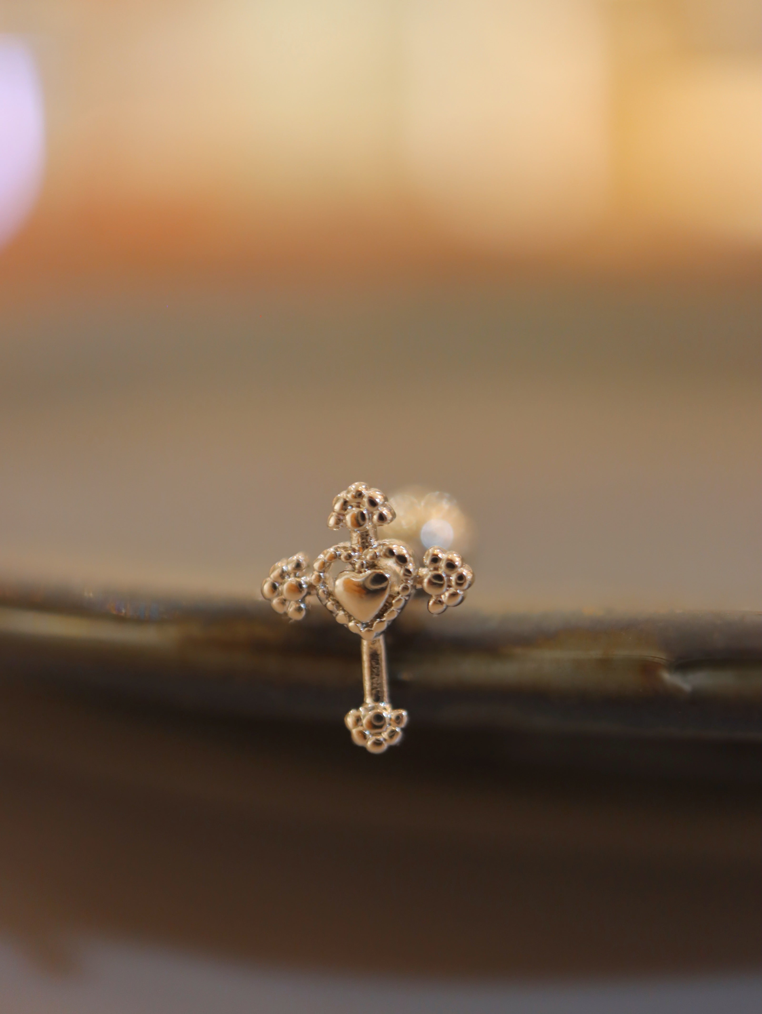 Cross heart surgical steel 316L piercing