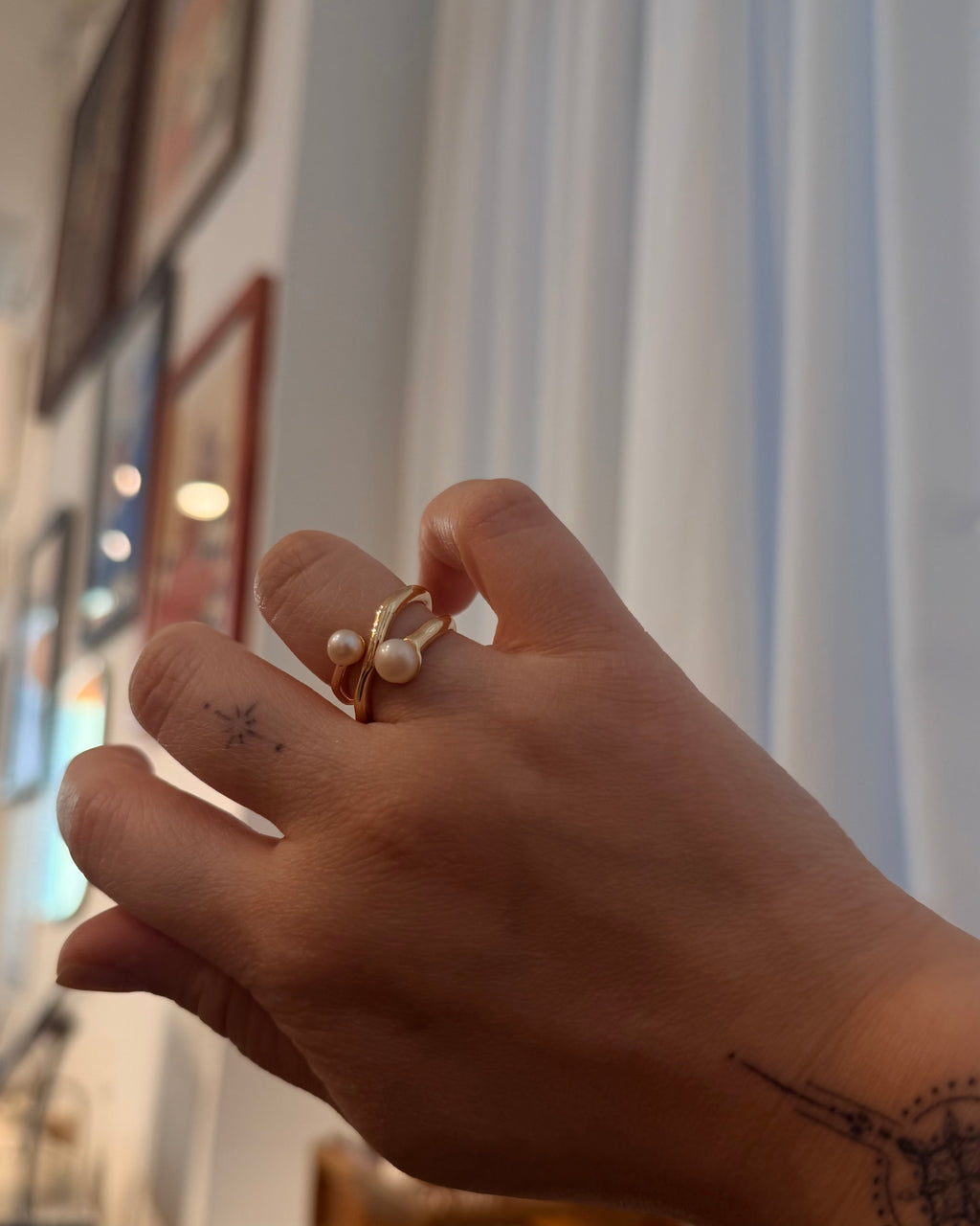 Free size pearl ring