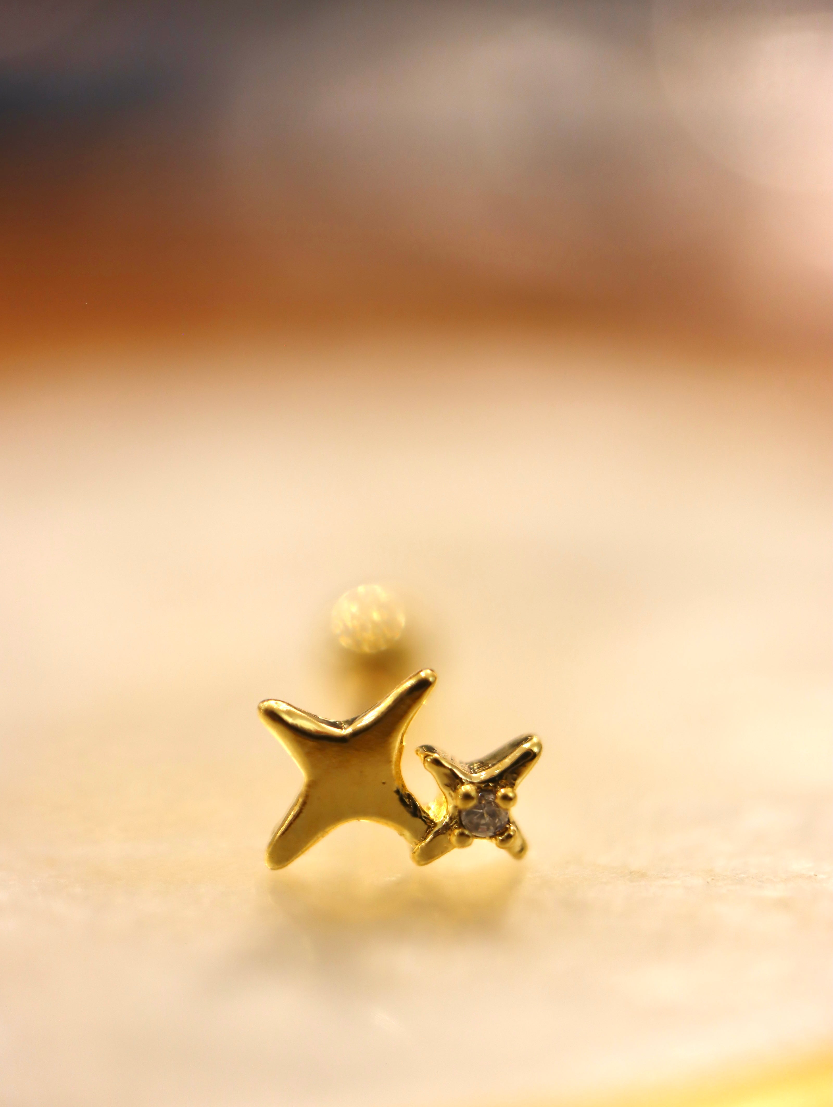 Double star 925 silver piercing stud