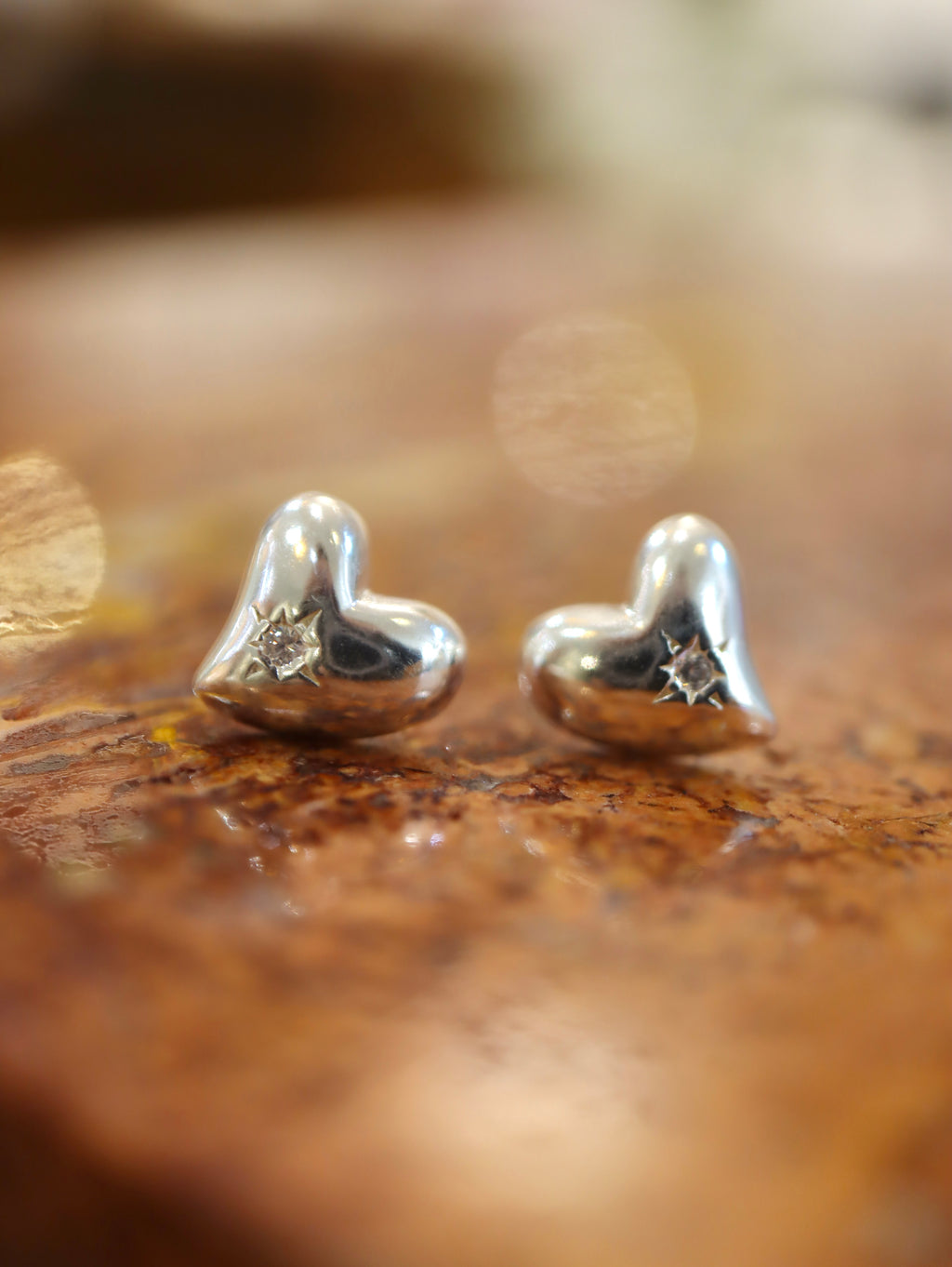 Heart cz stud 925 silver earrings