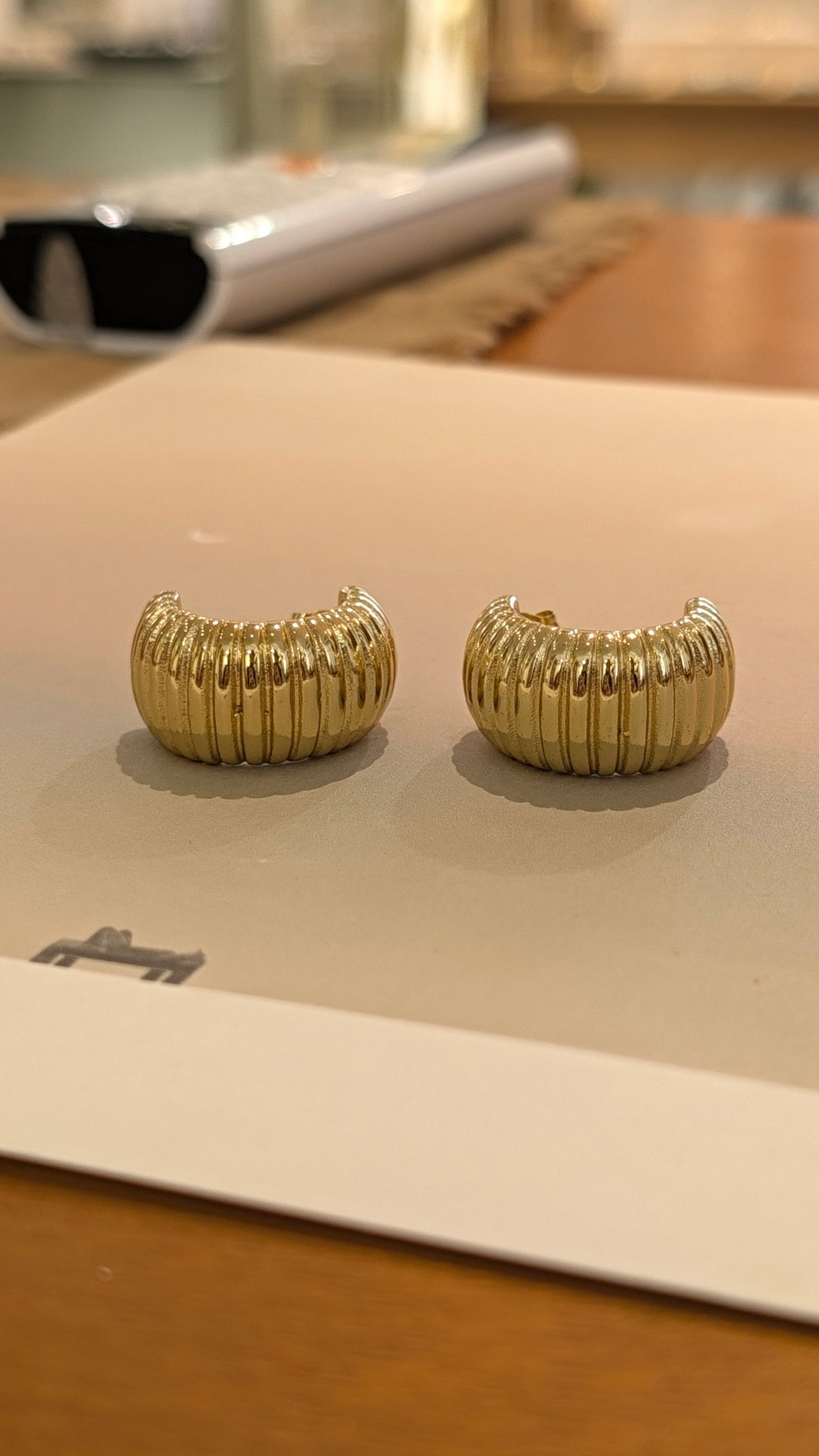 Ribbed Chunky Crescent Hoop Earrings