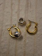 Brass hoop interlock earrings