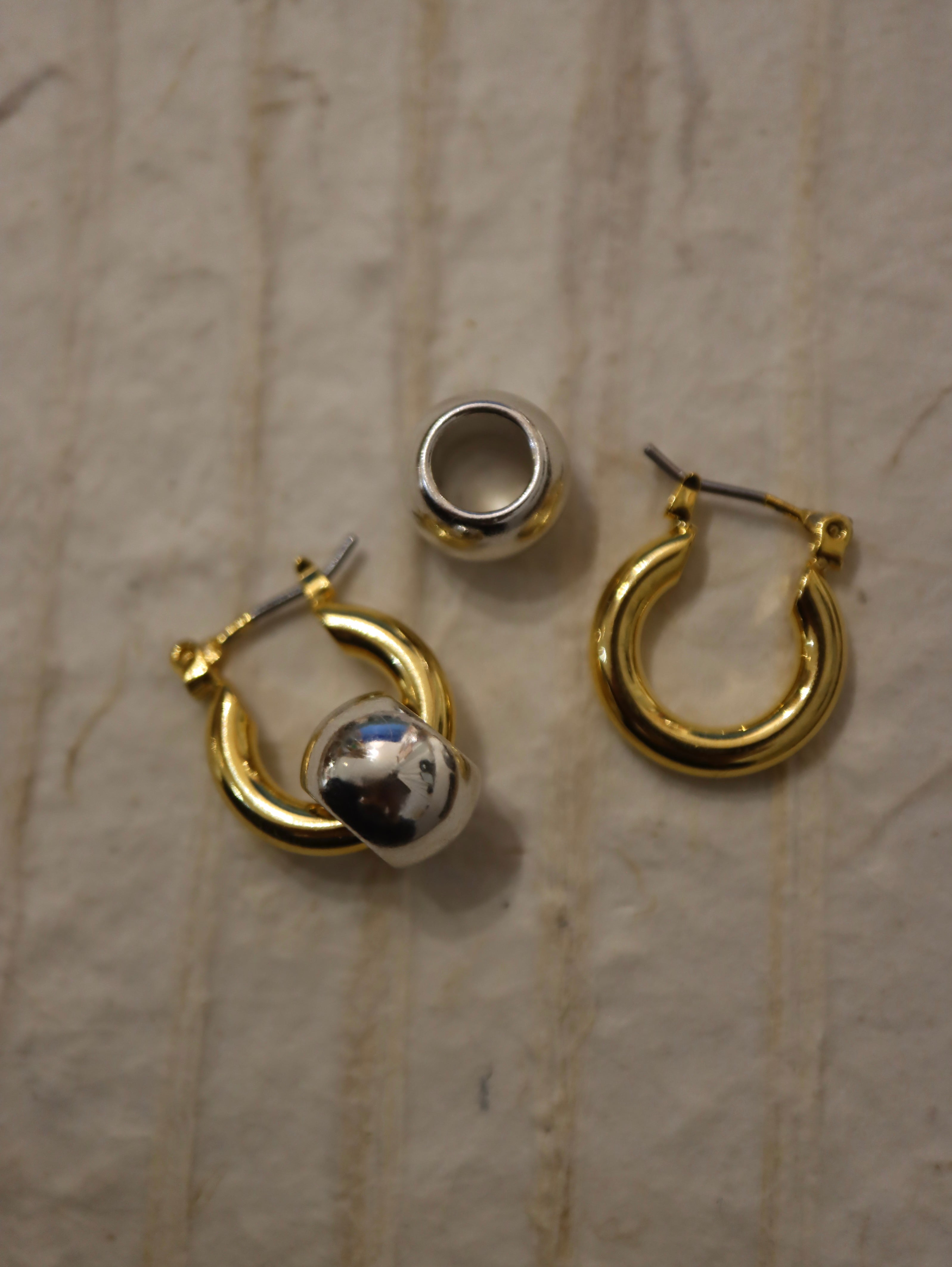 Brass hoop interlock earrings