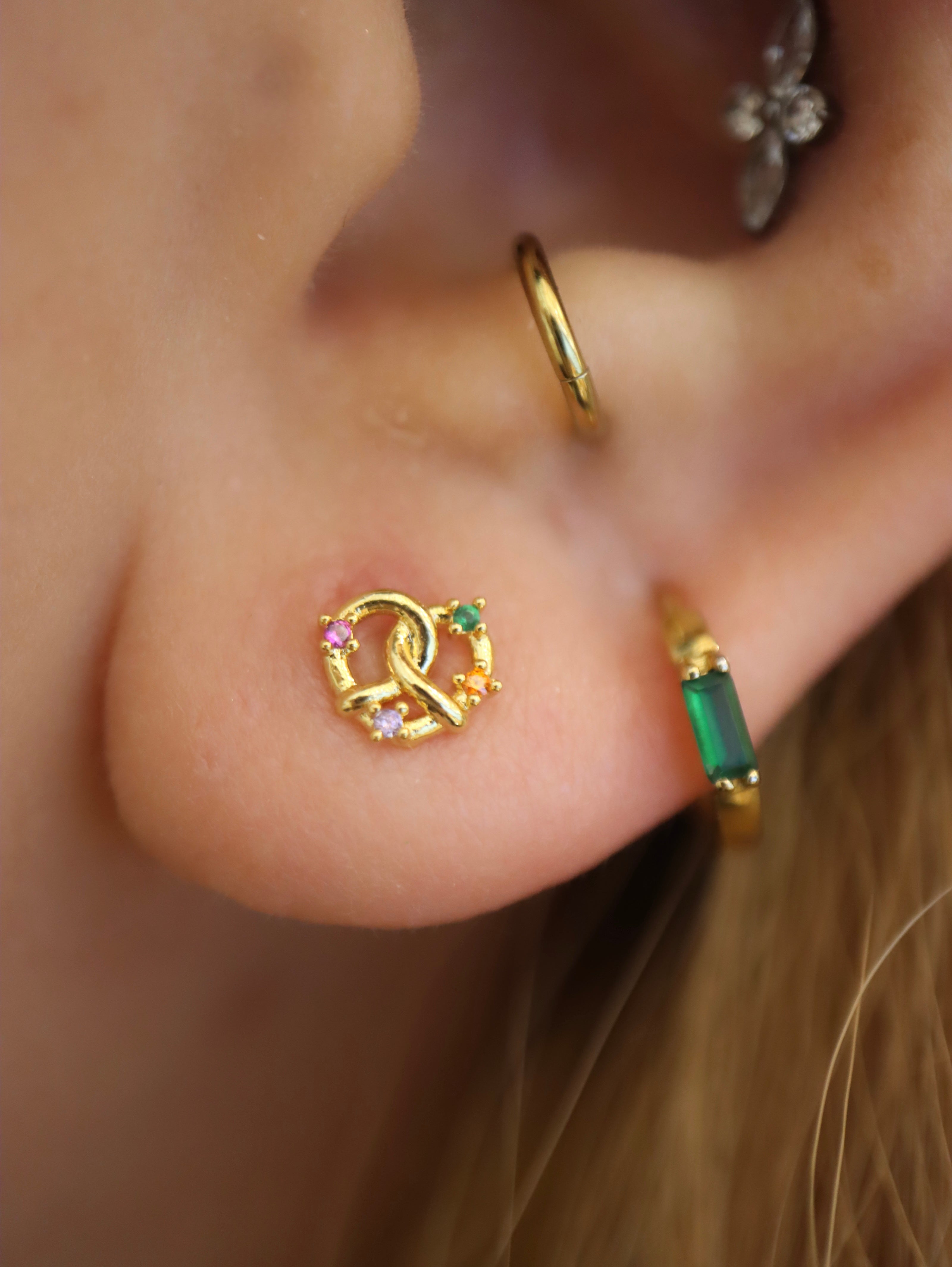 Pretzel Rainbow Stud Surgical Steel piercing earring
