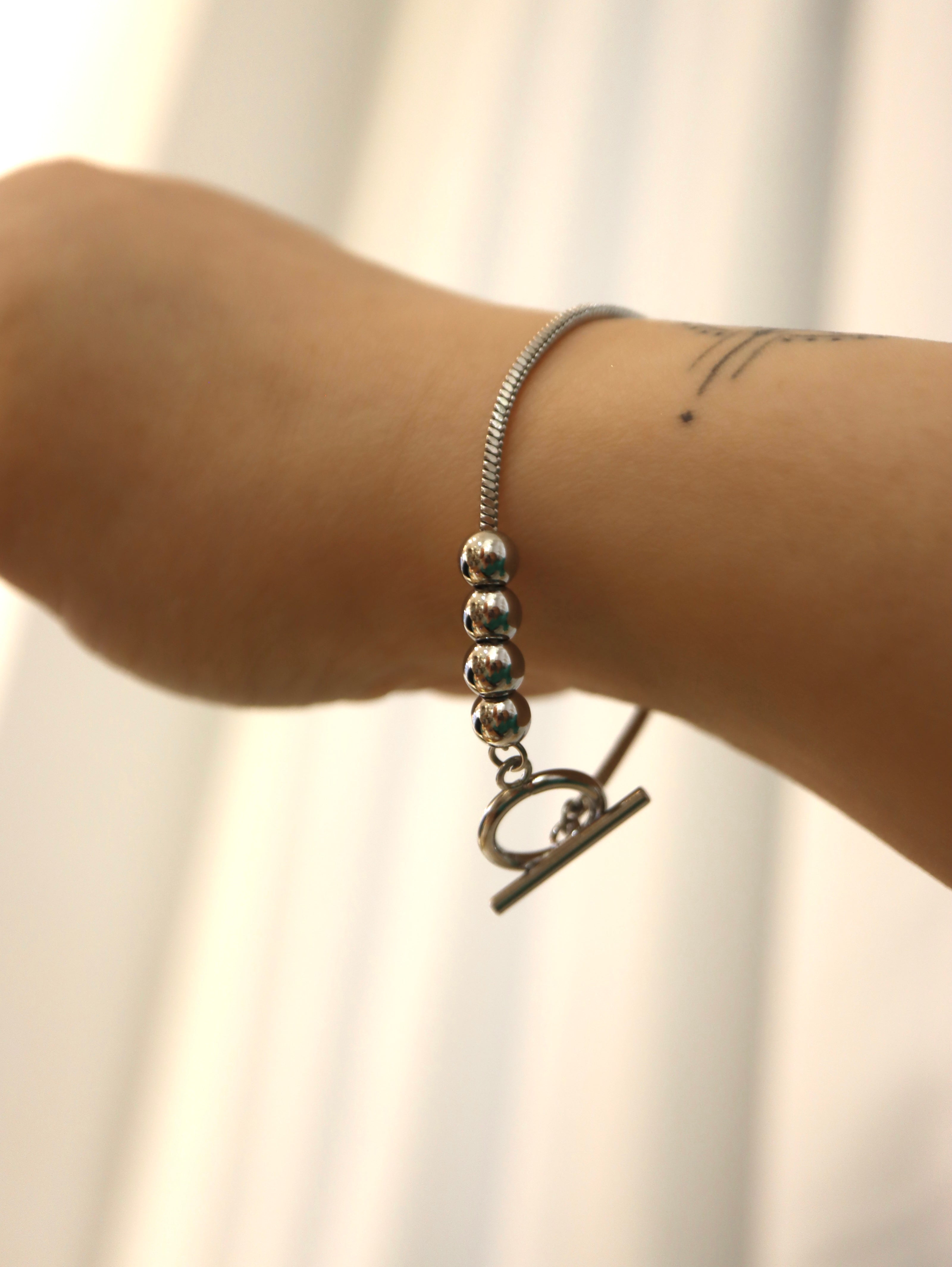 Linear Orb Stainless Steel Bracelet